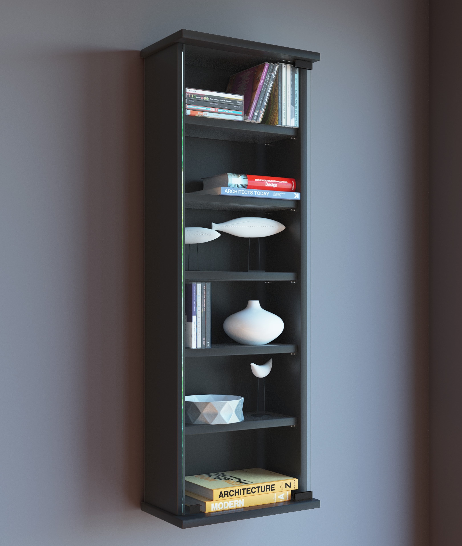 VCM Media-Regal »Holz CD DVD Wandregal Schrank Loposa Glastür« 1 Stk. tlg.