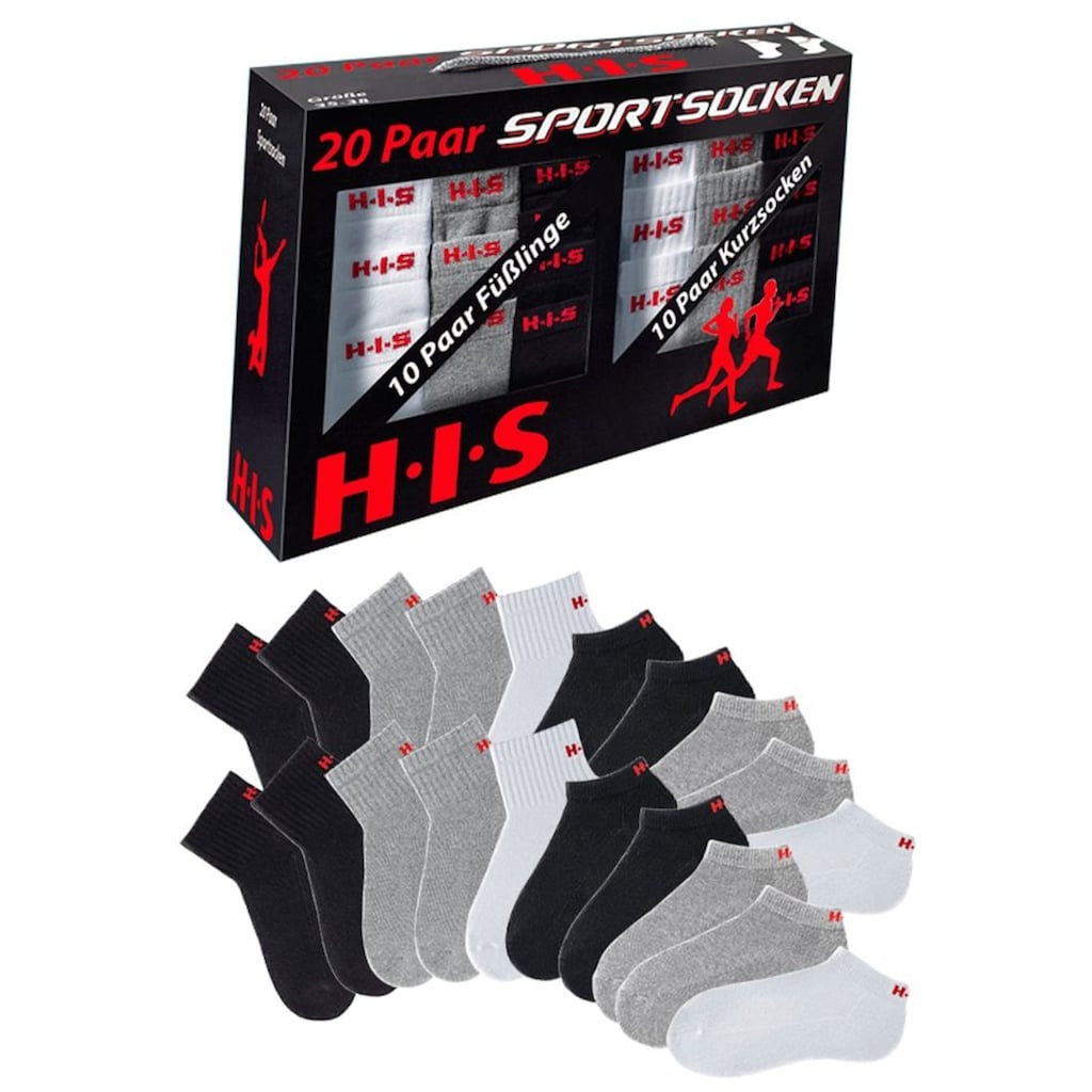 H.I.S Kurzsocken, (Set, 20 Paar), und Sneakersocken mit Frottee