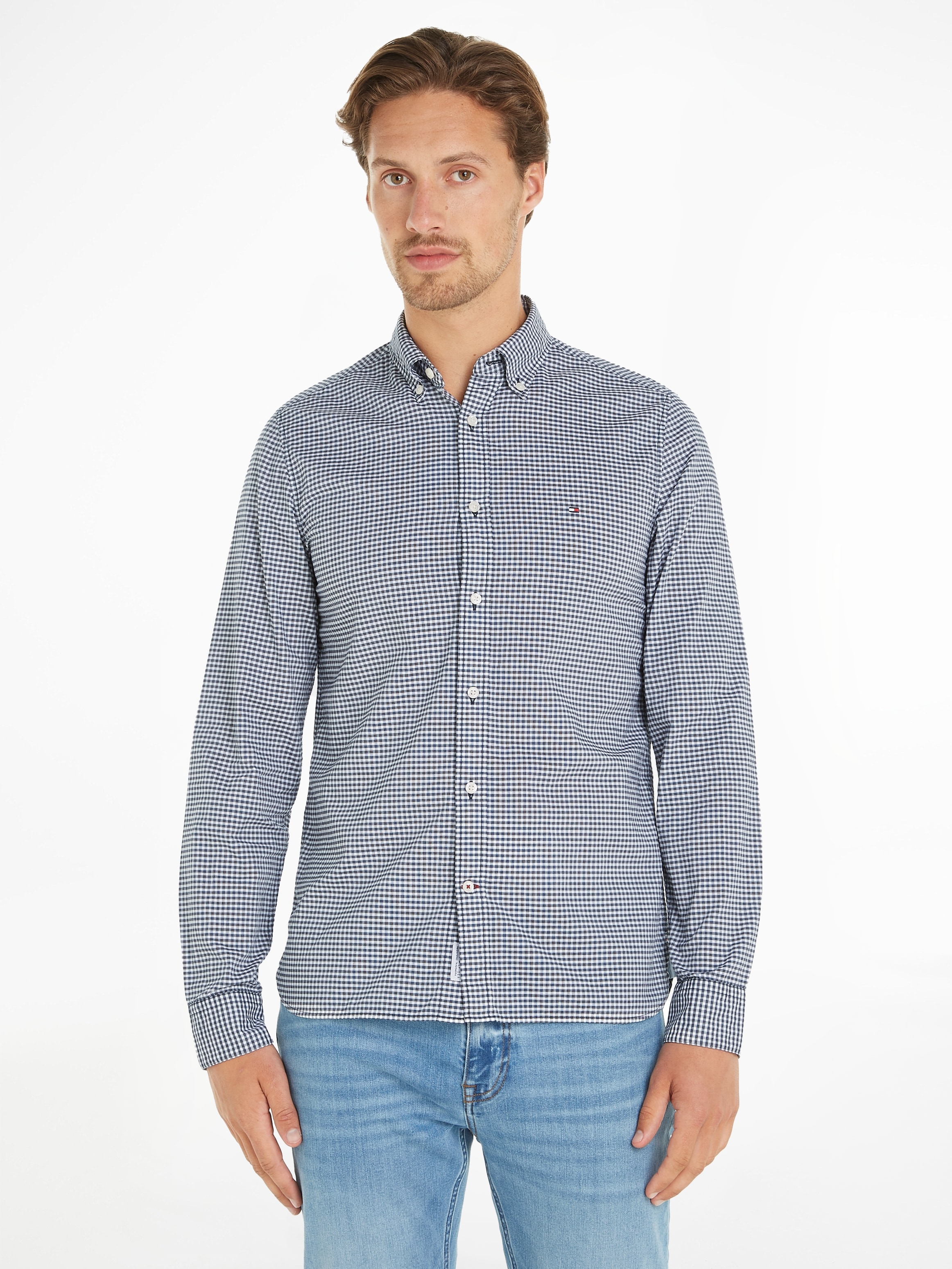 Karohemd »FLEX TEXTURED GINGHAM SF SHIRT«, mit kleiner Logostickerei