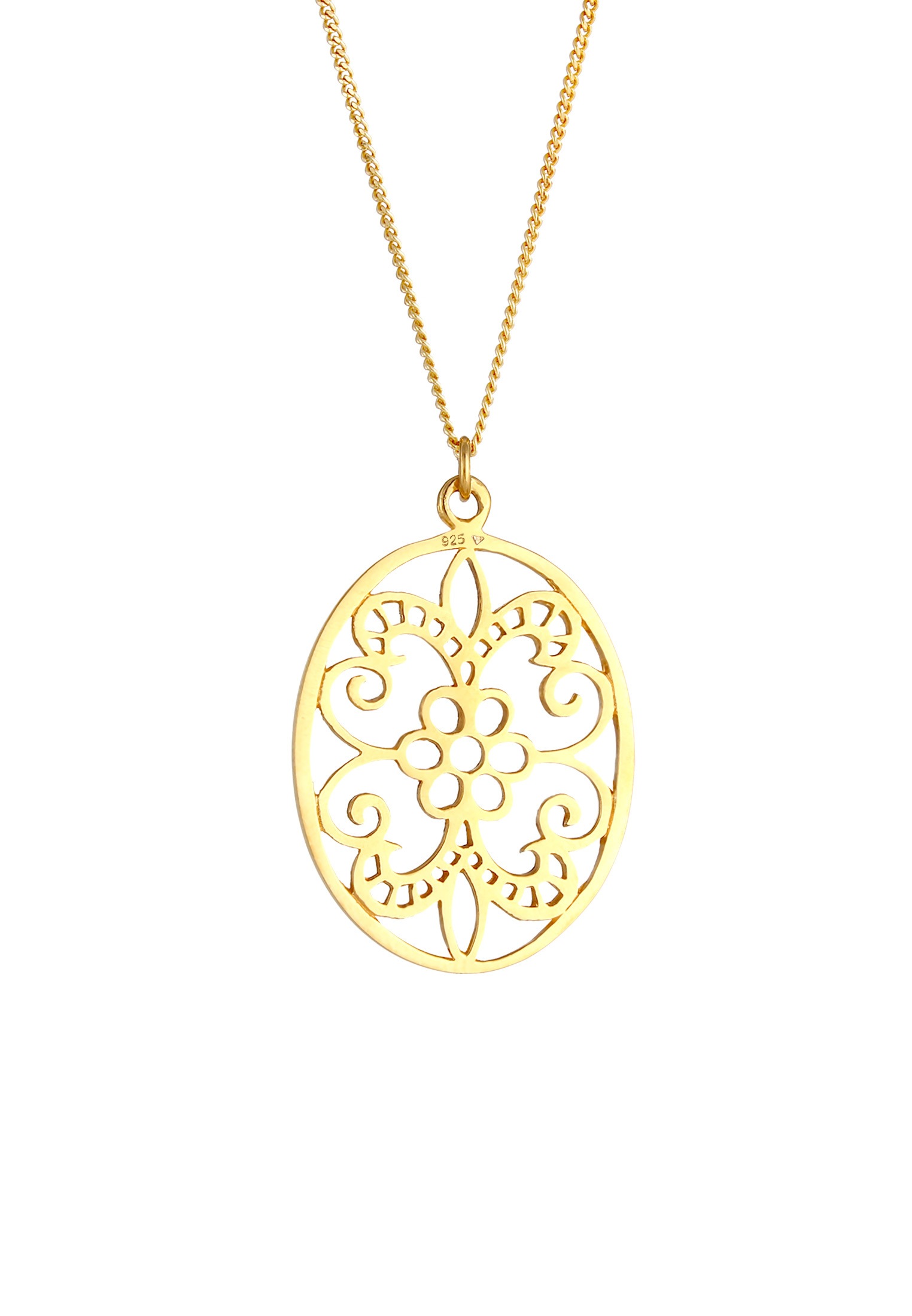 Elli Lange Kette »Halskette Ornament Floral Orientalisch Oval 925 Silber«