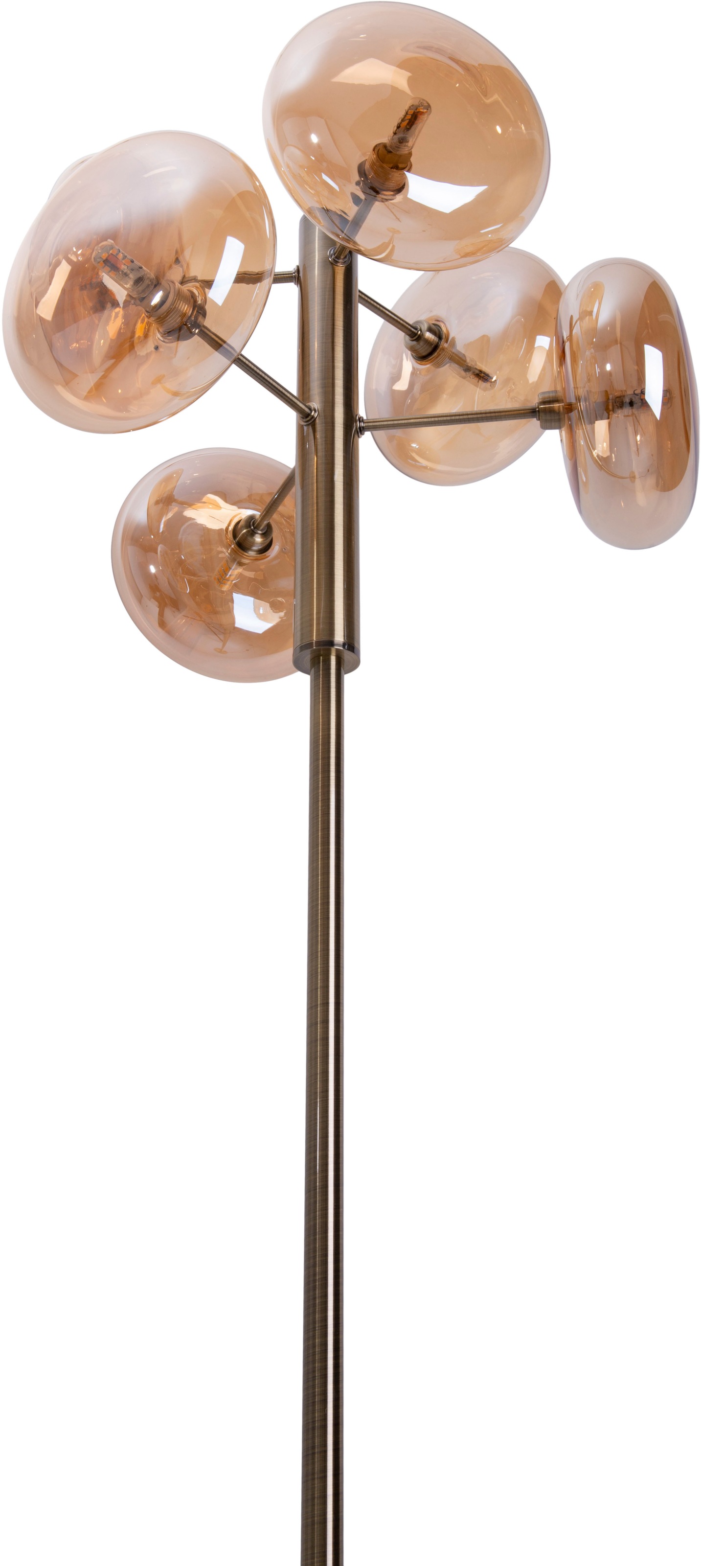 näve Stehlampe »Orion«, 6 flammig, Leuchtmittel G9 | ohne Leuchtmittel, 6flg., G9, Glasschirme messing-matt, Zuleitung 200cm m. Fußschalter