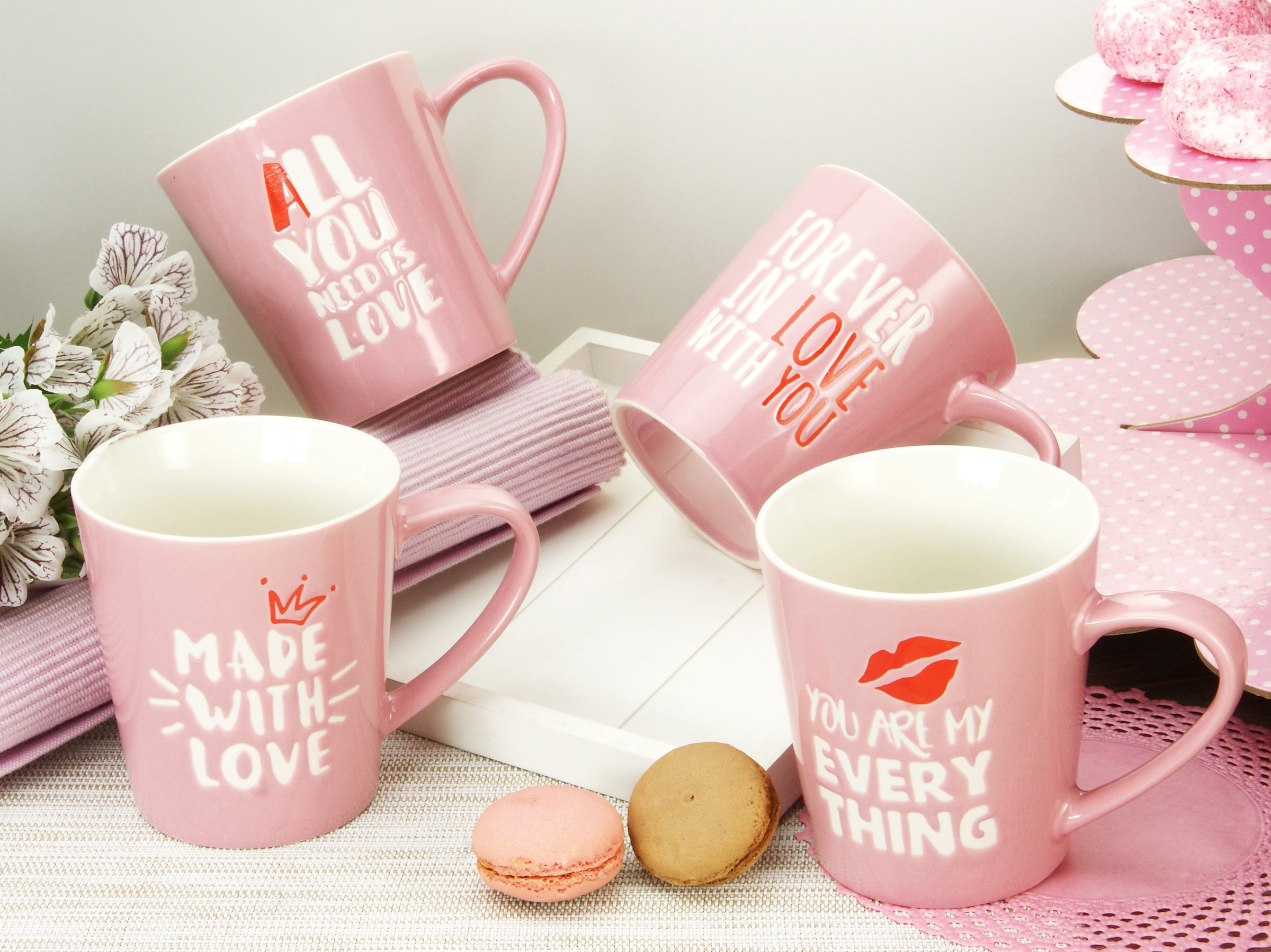 CreaTable Becher »Kaffeebecher Love Collection«, (Set, 4 tlg.), mit Liebeserklärung, Tassen Set, 4-teilig