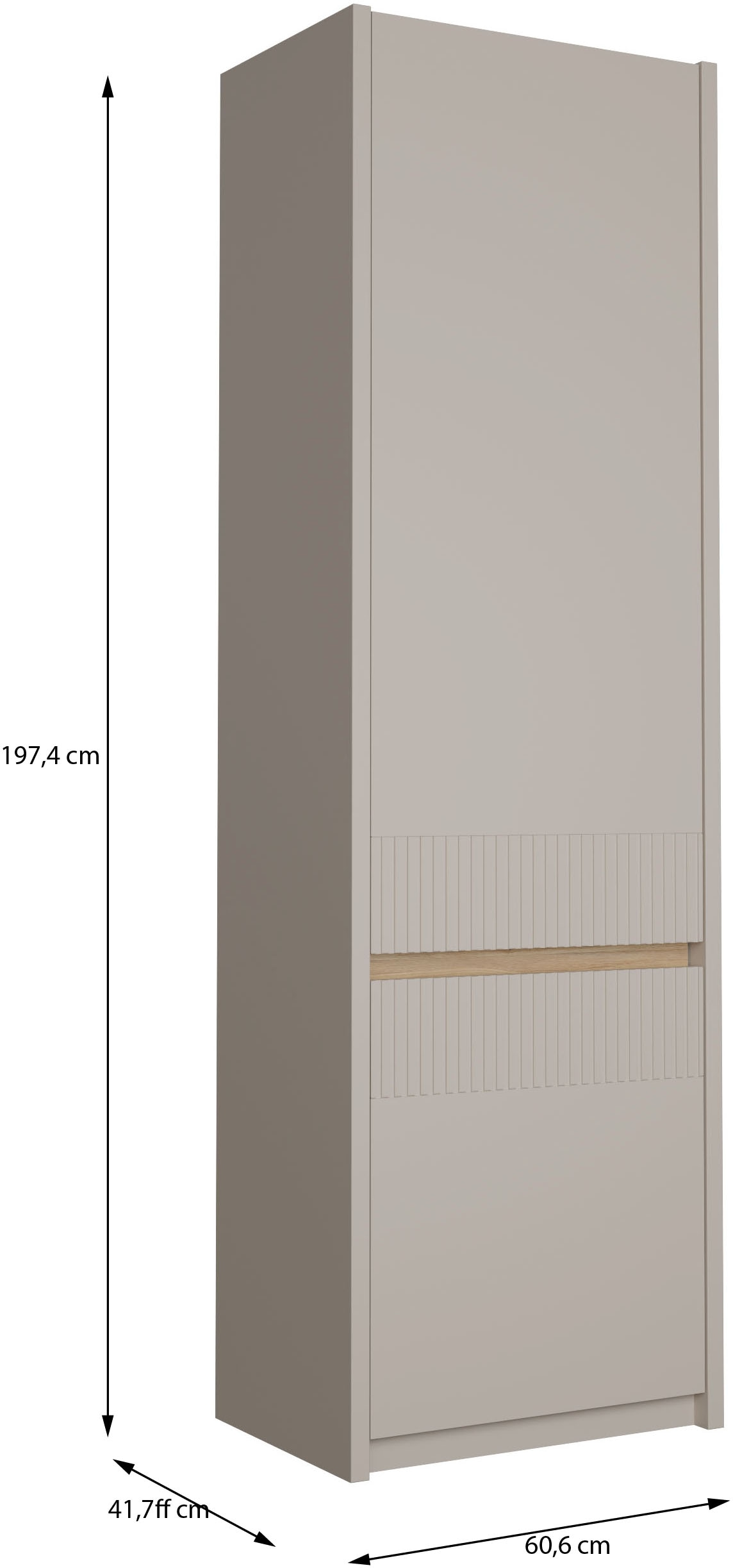 FORTE Drehtürenschrank »Oak Squere« B/H/T 60,6/197,4/41,7 cm/ Softclose, inklusive Beleuchtung