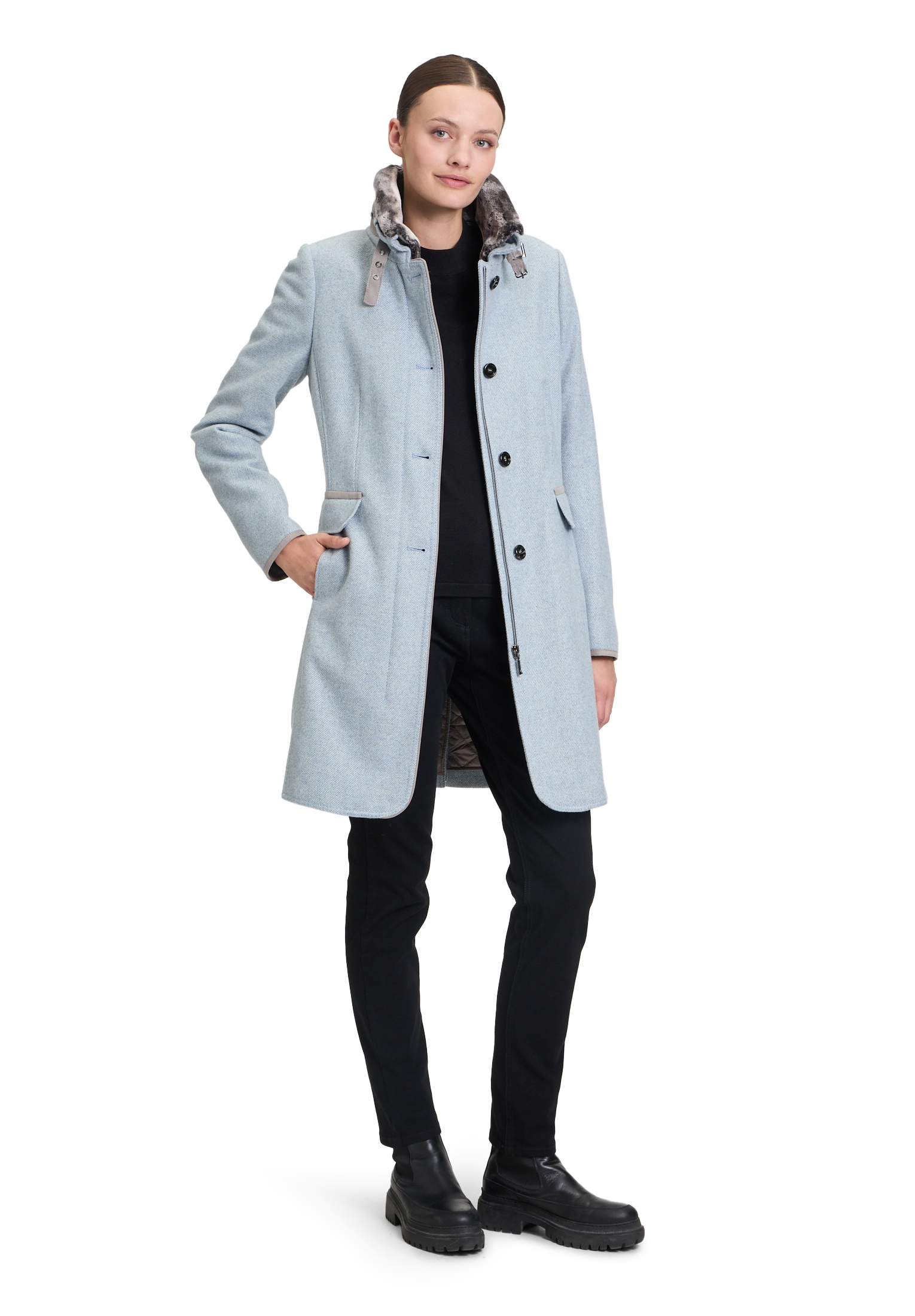 Gil Bret Wolljacke »Wollmantel mit Stehkragen«