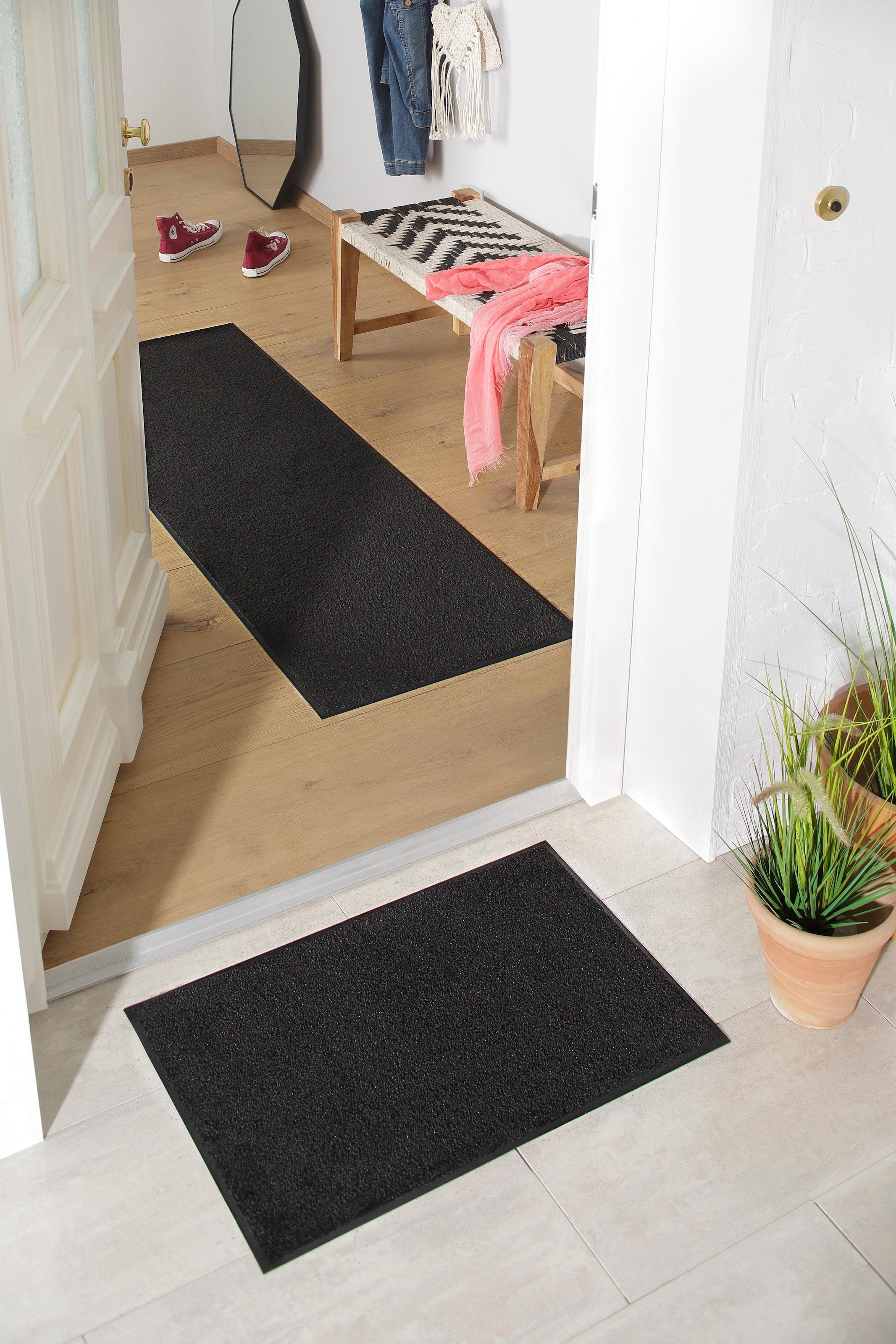 my home Fußmatte »Lavea«, rechteckig, 9 mm Höhe, Schmutzfangmatte, Uni-Farben, In- und Outdoor-Teppich, waschbar