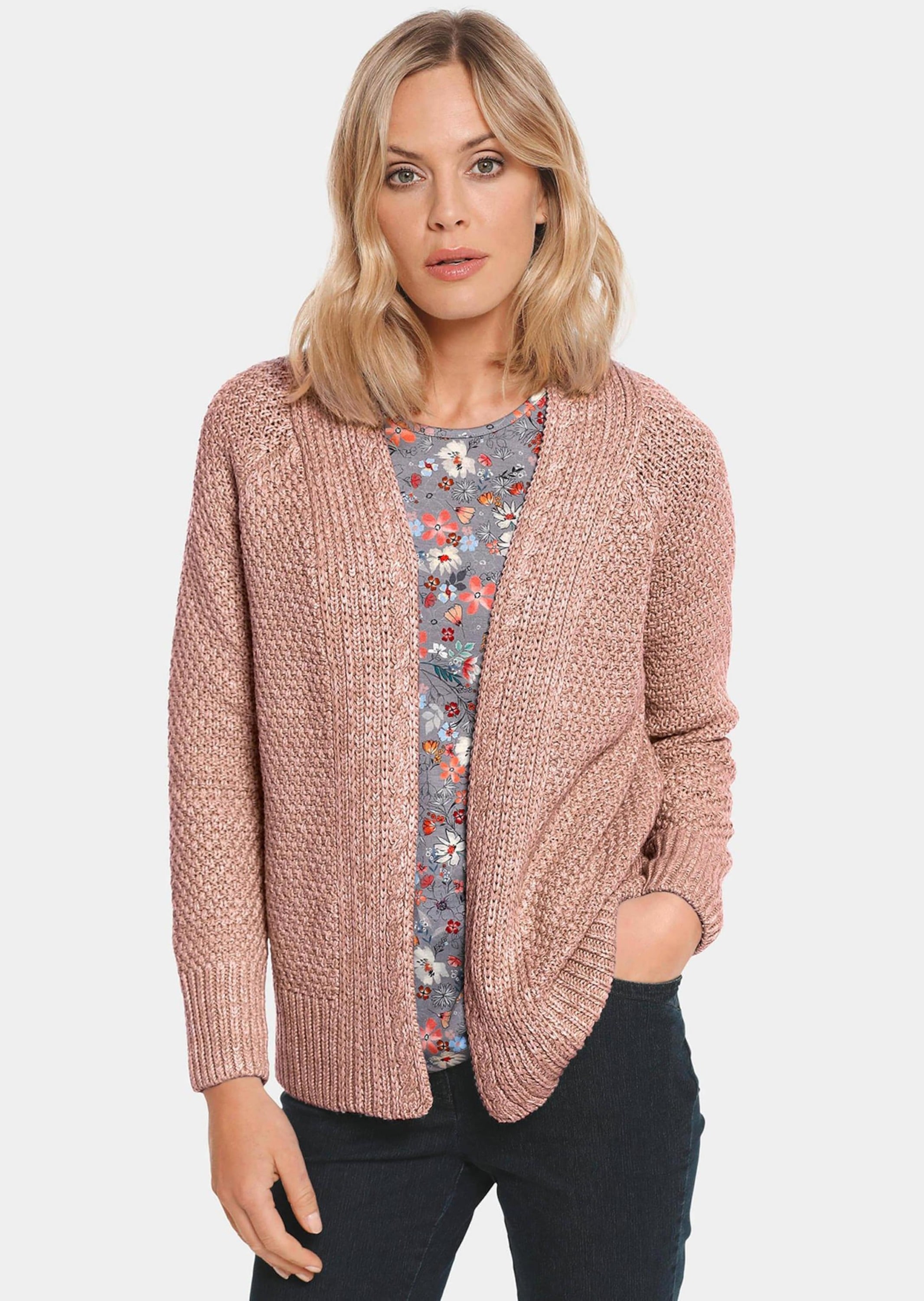 GOLDNER Strickjacke »Kurzgröße Elegante Grobstrickjacke, Zopfmuster« Ohne
