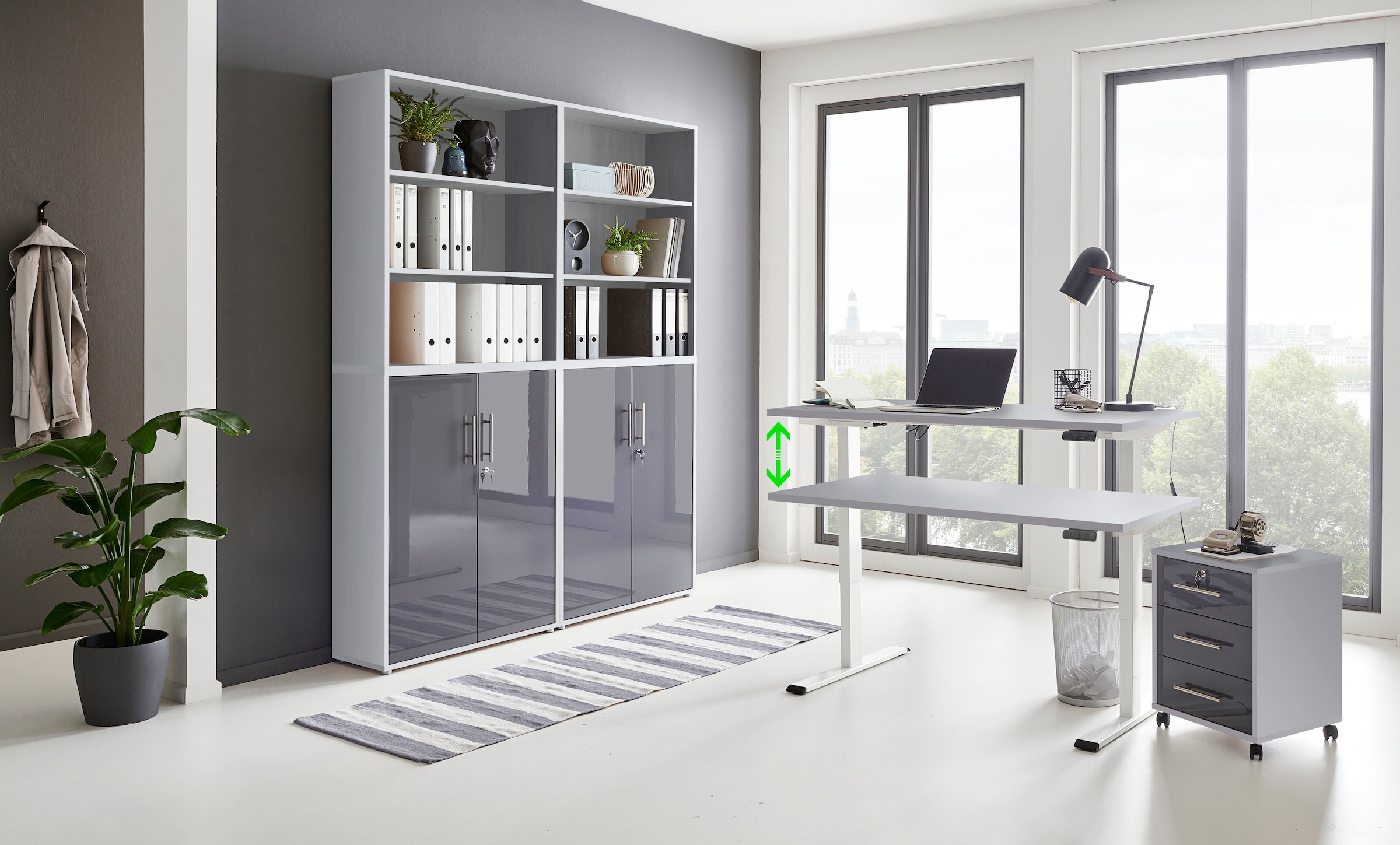 BMG Möbel Büromöbel-Set »Tabor«, (Set, 6 tlg.), mit elektrisch höhenverstellbarem Schreibtisch