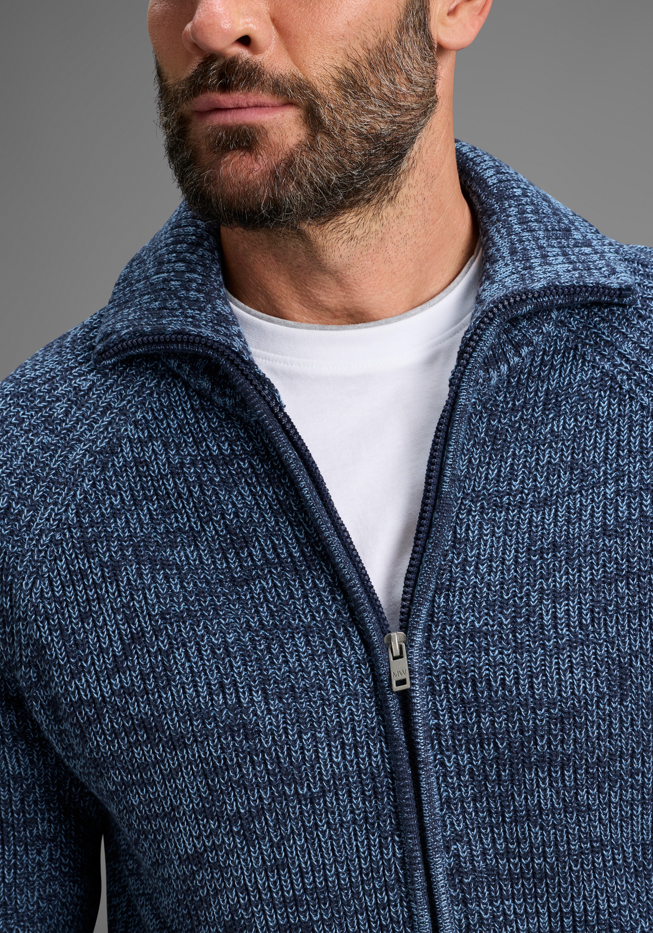 Man's World Strickjacke »Neue Kollektion! Mit Stehkragen & Reißverschluss« melierte Optik ,weicher Griff, Perfekt für die kältere Jahreszeit