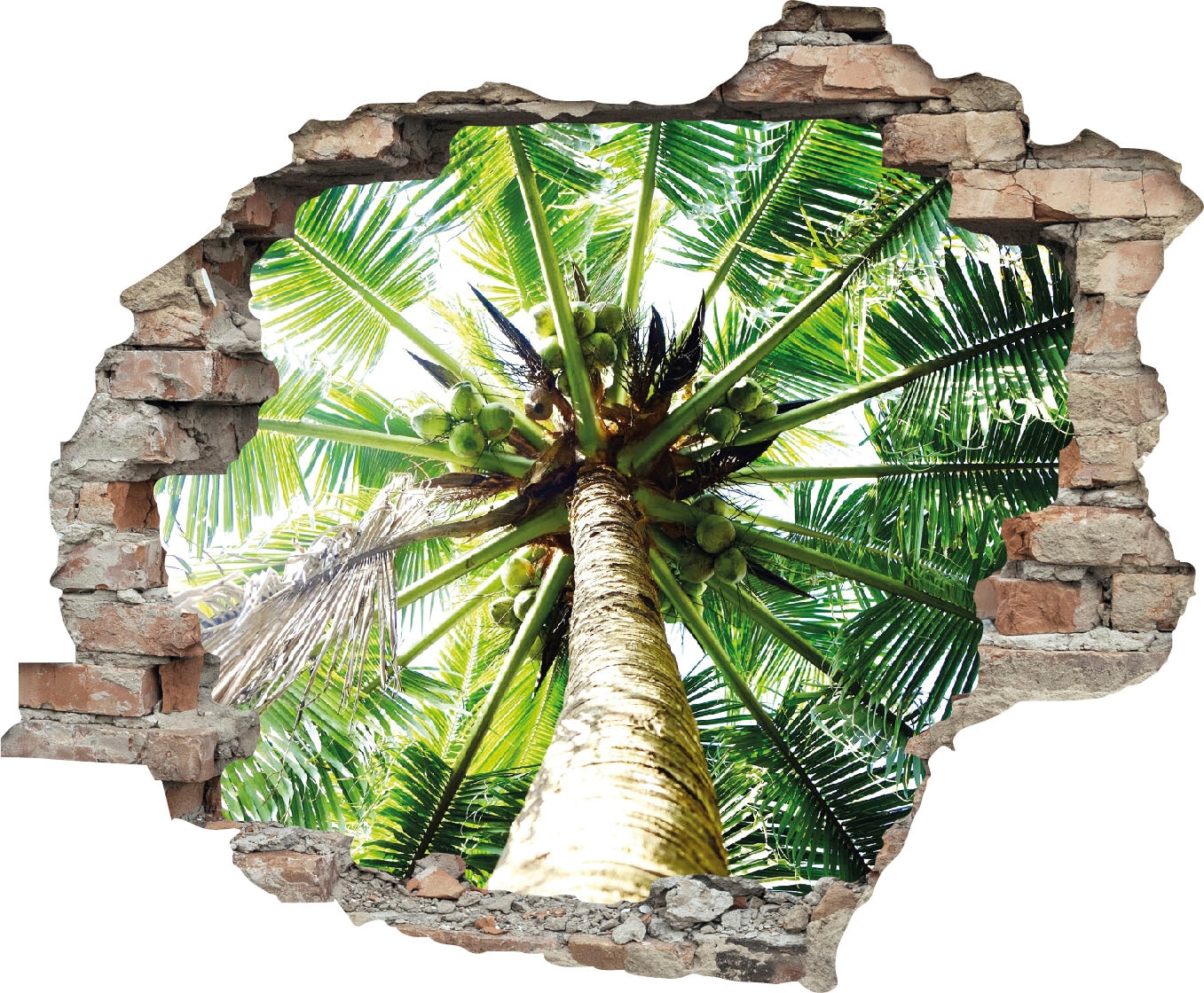 queence Wandtattoo »Palme«, (1 St.), Wandsticker, Wandbild, selbstklebend, 3D, Wanddurchbruch
