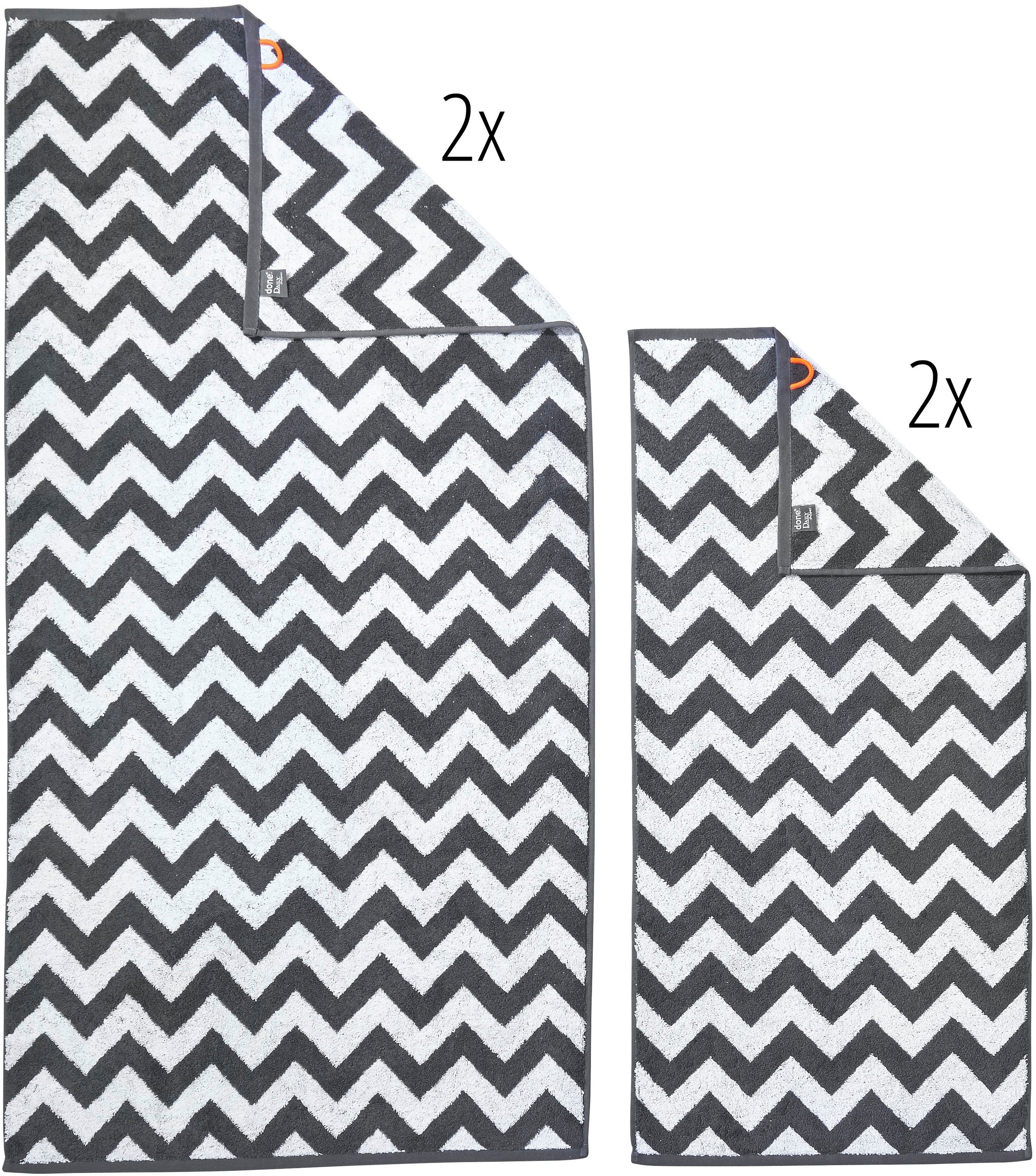 done.® Handtuch Set »Daily Shapes ZickZack«, (Set, 4 St., 2 Handtücher (50x100 cm)-2 Duschtücher (70x140 cm), Jacquardgewebe, modernes Muster, verschiedene Set Varianten erhältlich