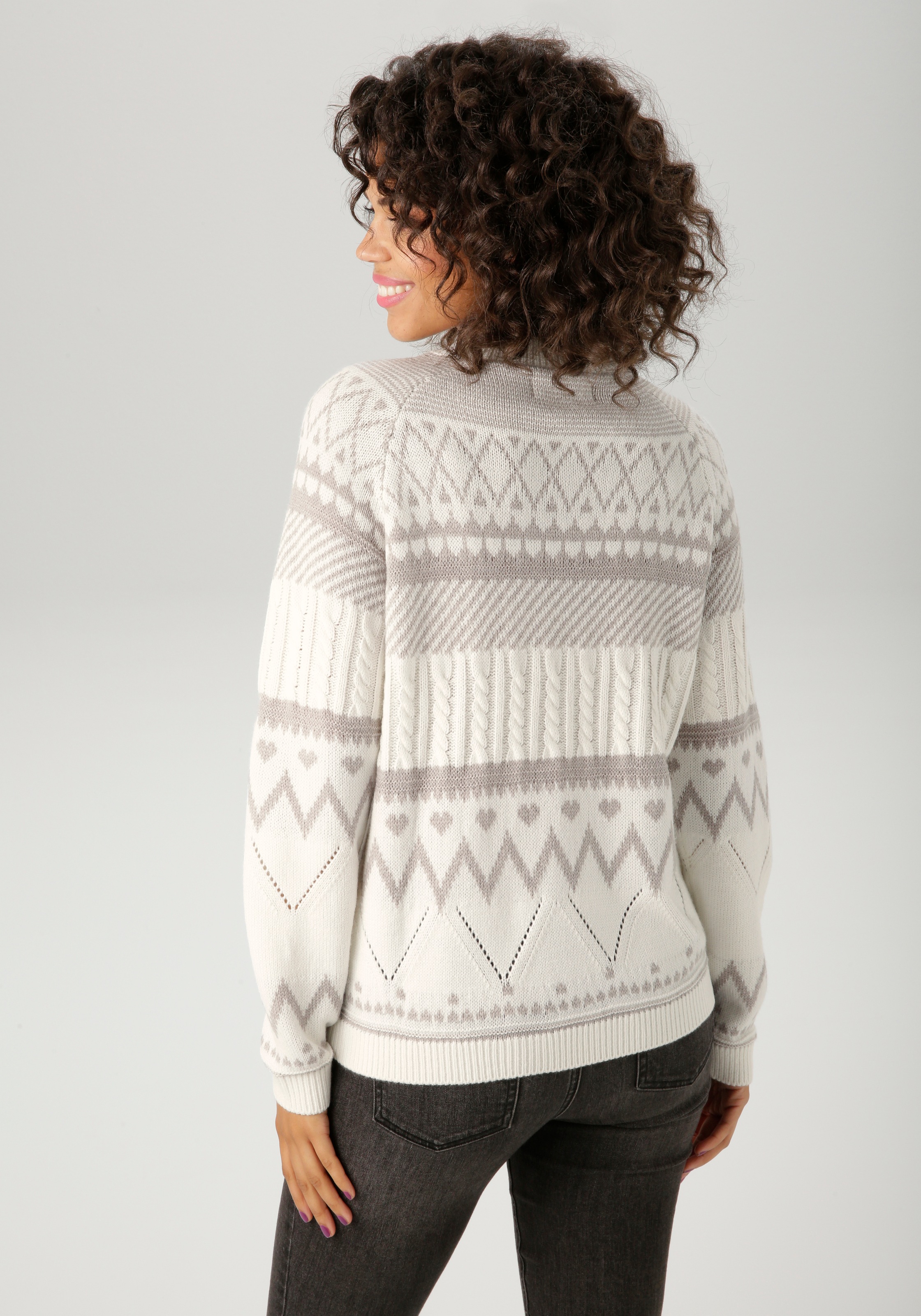 Aniston CASUAL Strickpullover im trendigen Muster-Mix