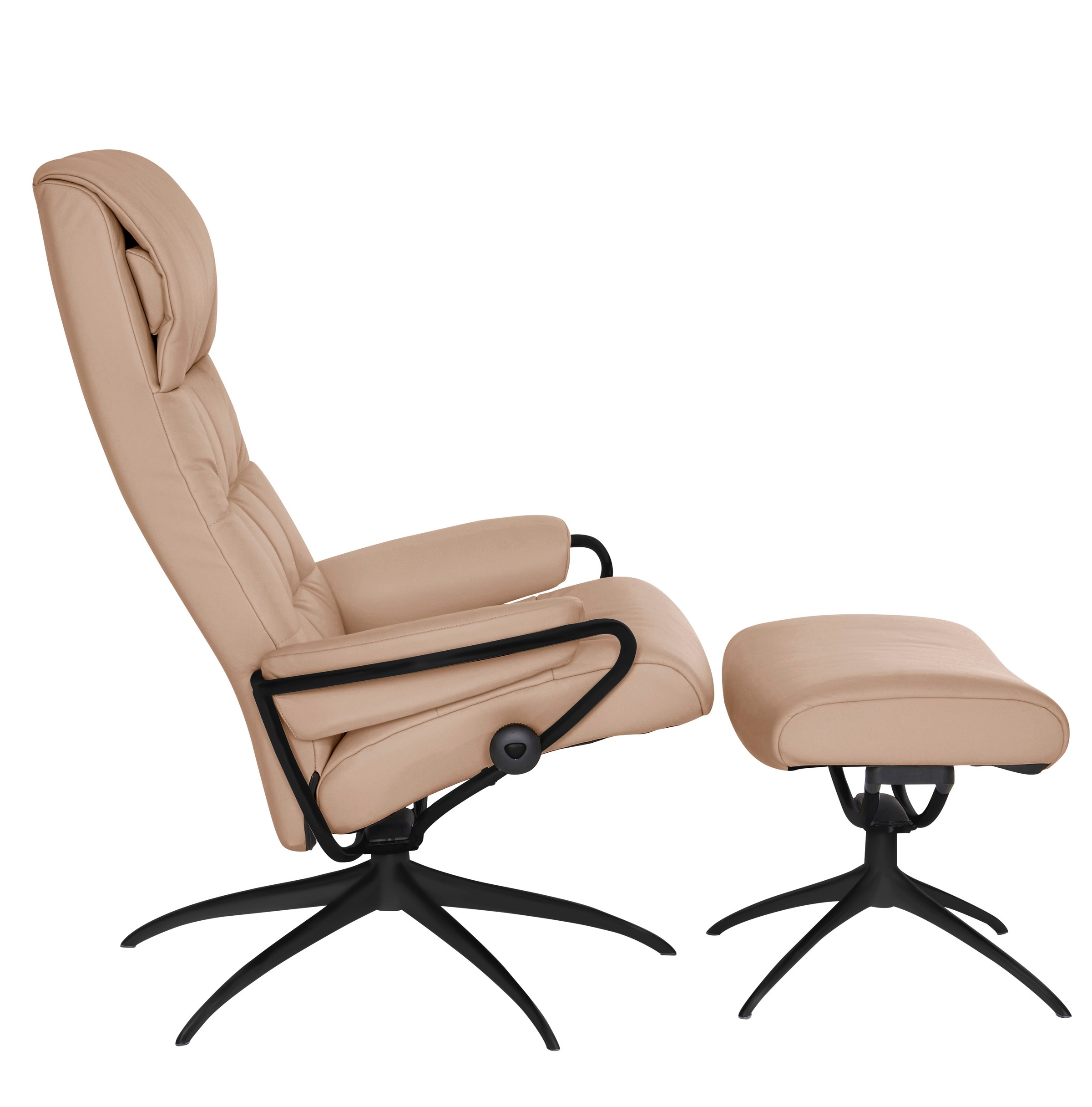 Stressless® Relaxsessel »London«, (Set, Relaxsessel mit Hocker), mit Hocker, High Back, mit Star Base, Gestell Schwarz