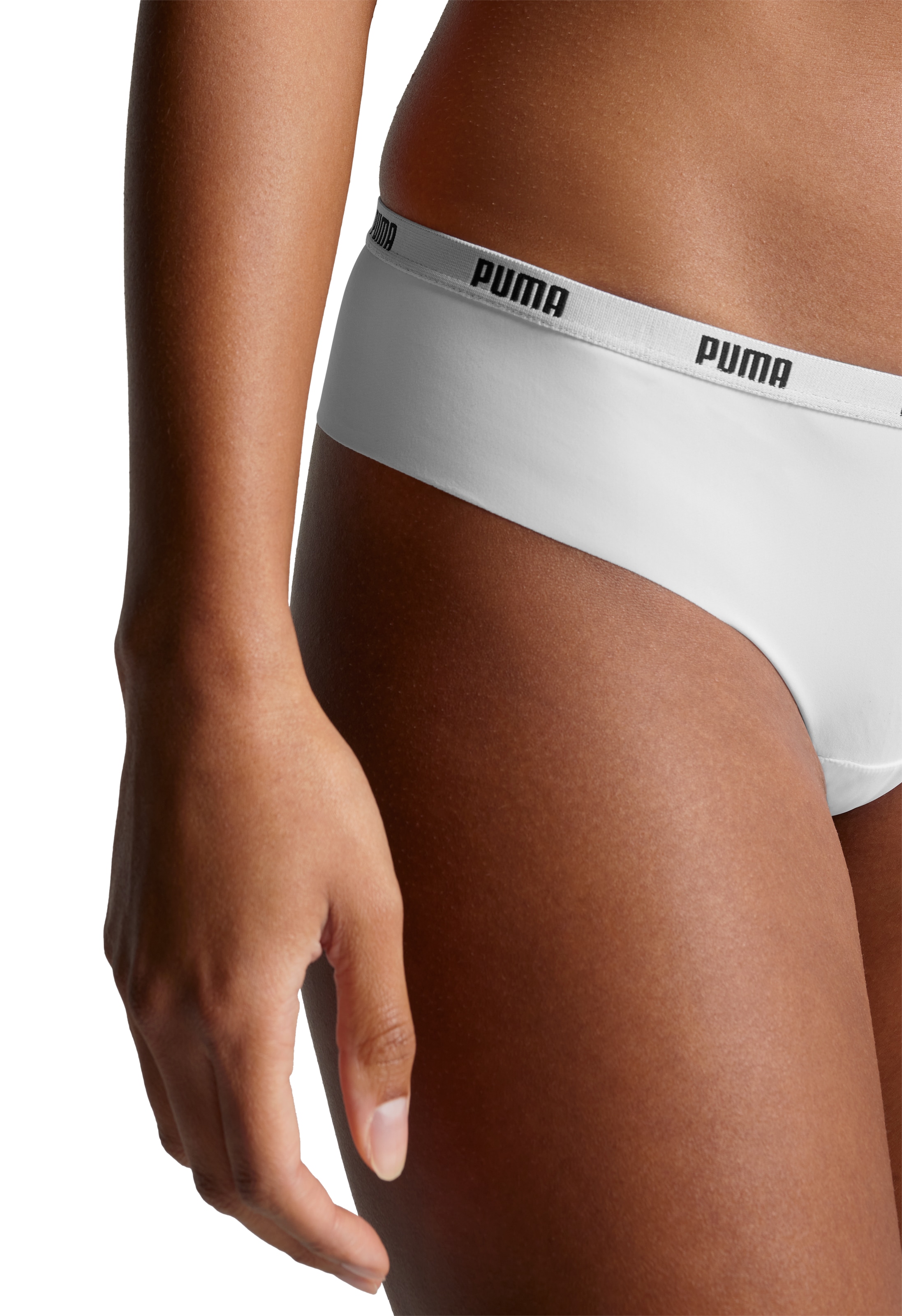 PUMA Brasilslip »PUMA WOMEN MICROFIBER BRAZILIAN 2P HANG«, (2er Pack), Mit elastischem Soft-Touch-Logobund