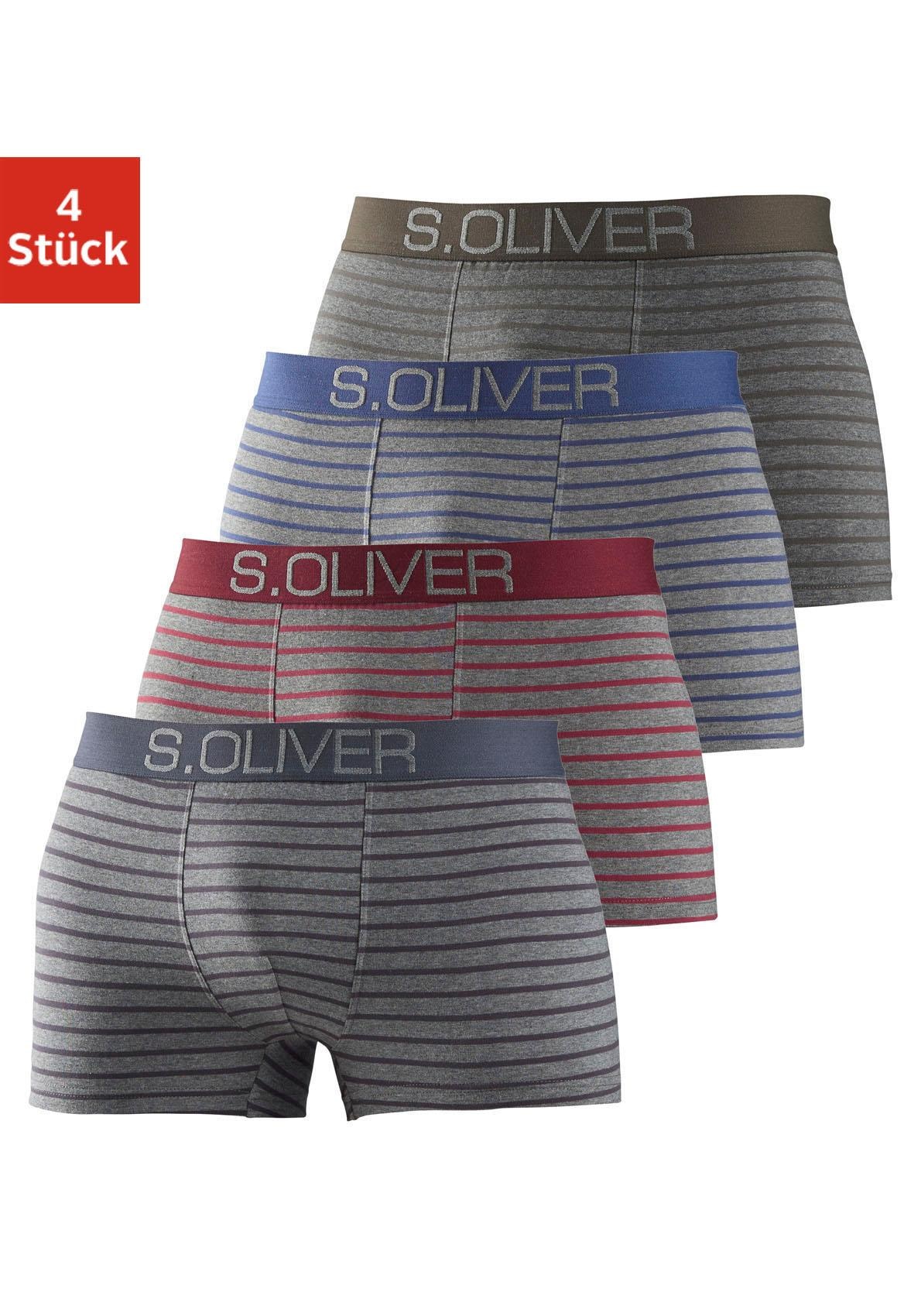 s.Oliver Boxer, (Packung, 4 St.), gestreift mit kontrastfarbenem Webbund kaufen