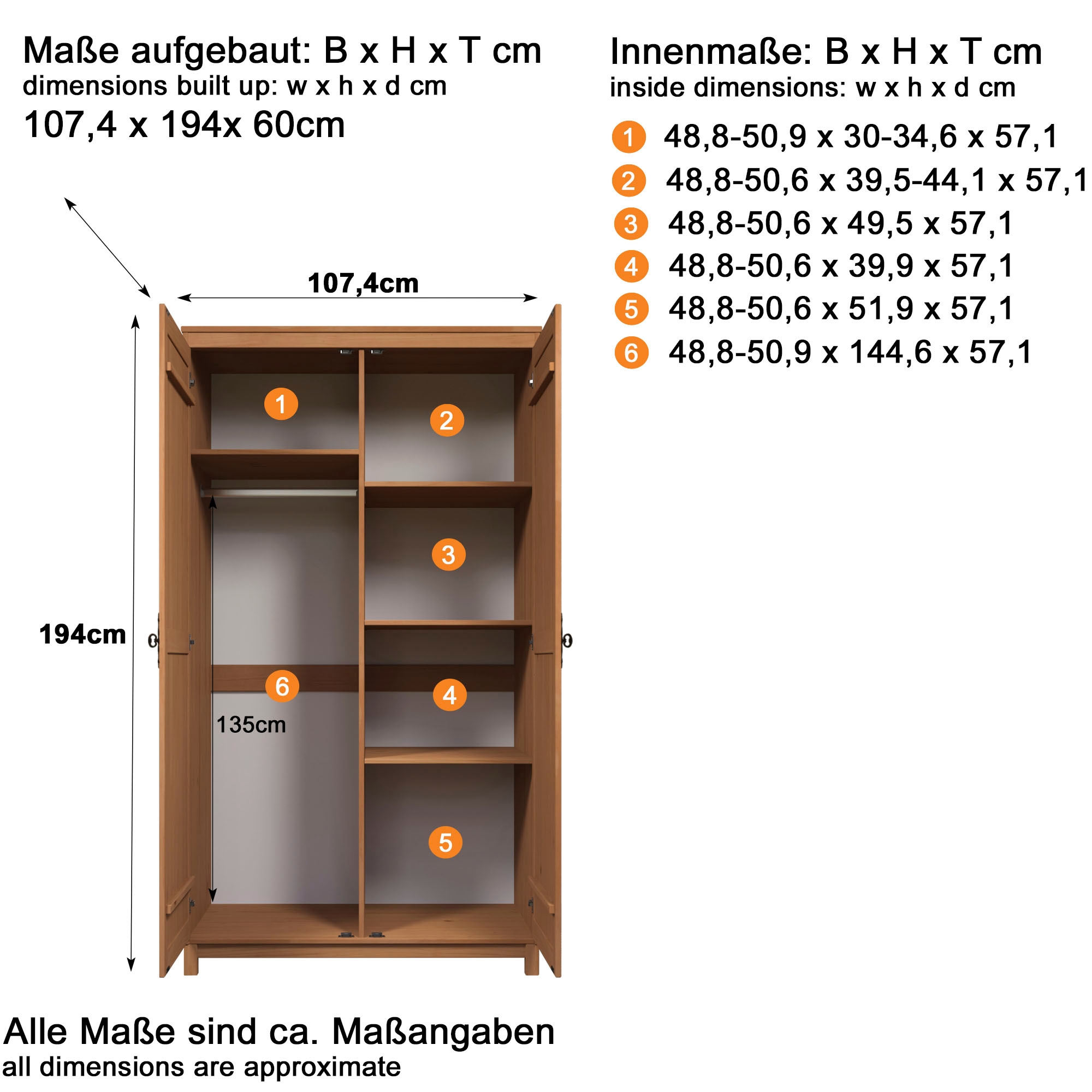 Home affaire Kleiderschrank »Sandnes«, (1 St.), Massivholz Schlafzimmerschrank mit besonderen Metallgriffen