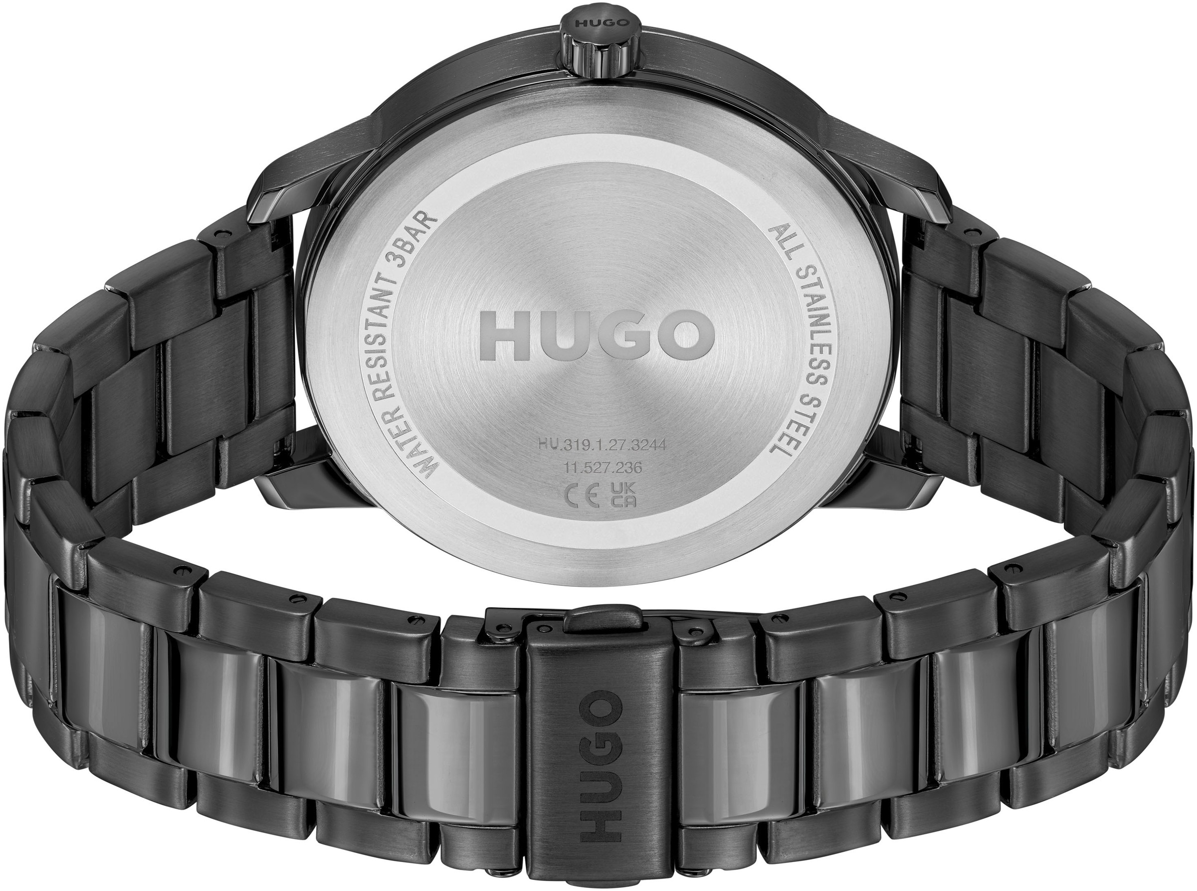 HUGO Multifunktionsuhr »#STAMP MULTI«, Armbanduhr, Quarzuhr, Herrenuhr, Datum, Edelstahlarmband