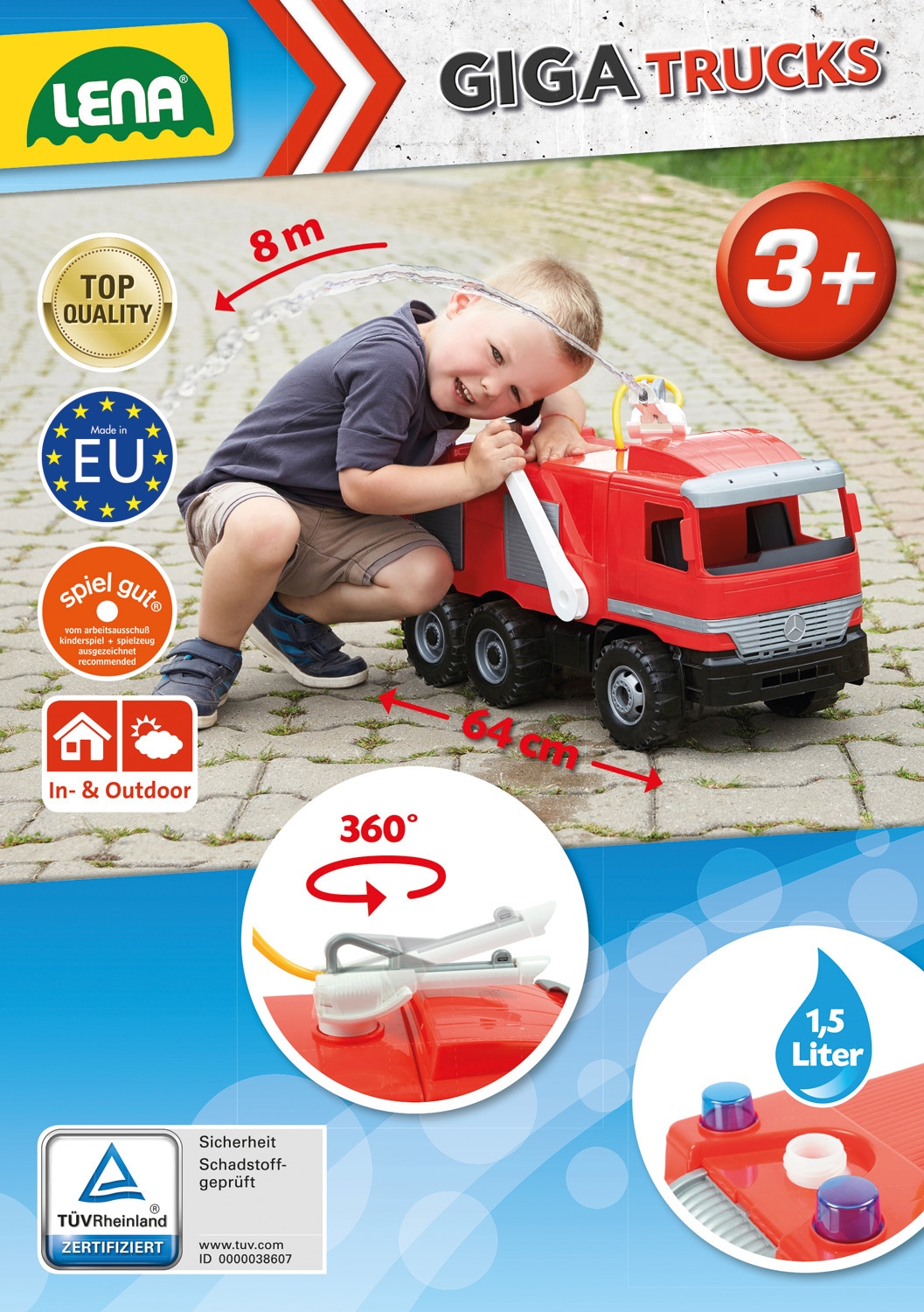 Lena® Spielzeug-Feuerwehr »Giga Trucks, Actros«, Made in Europe
