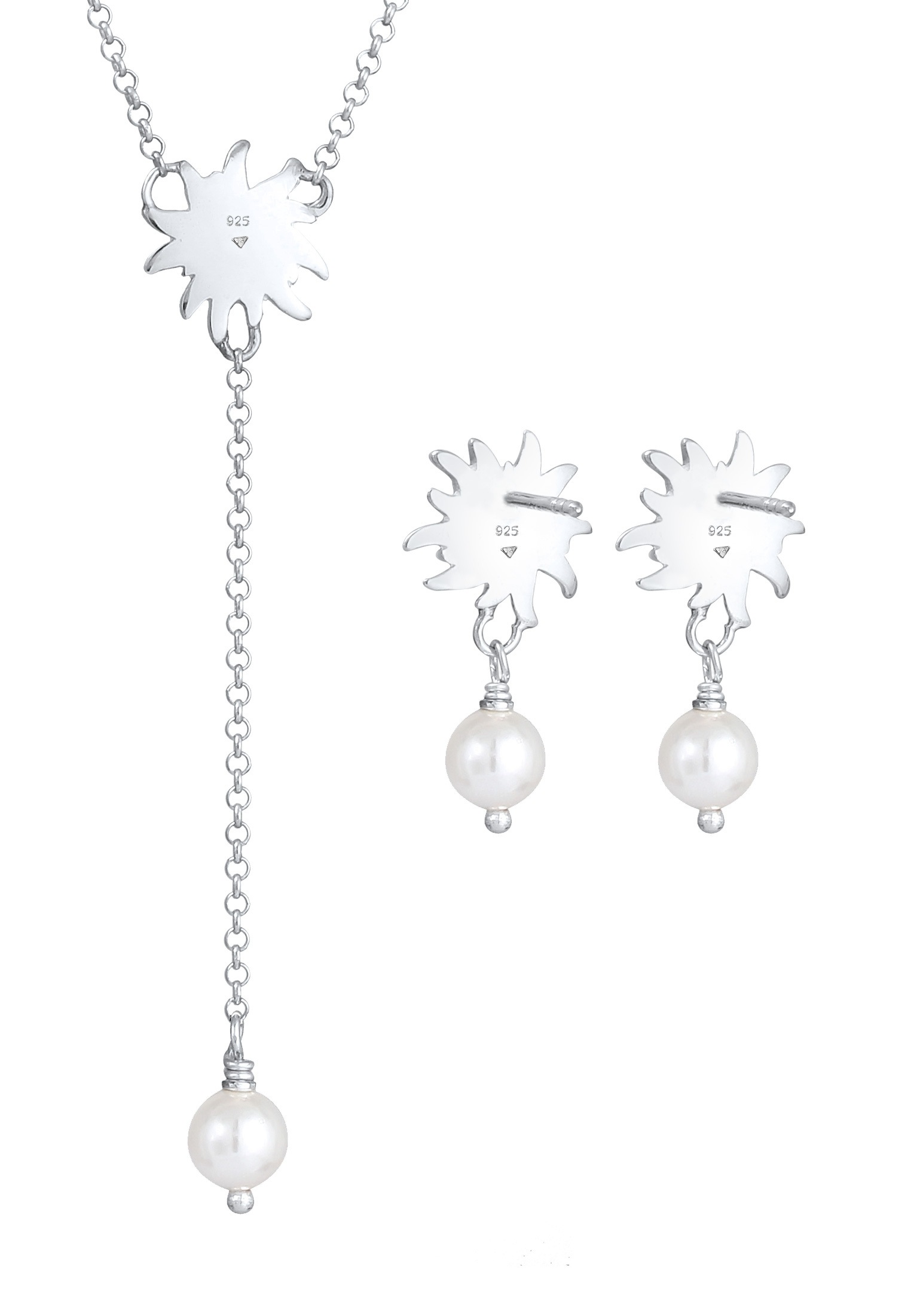 Elli Ohrring und Ketten Set »Schmuckset Elli Schmuckset Tracht Edelweiss Perle  Set 925 Silber« ()