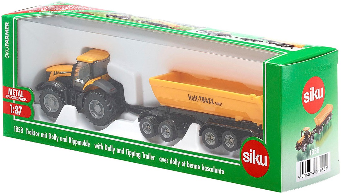 Siku Spielzeug-Traktor »SIKU Farmer, JCB Traktor mit Dolly u. Kippmulde (1858)«