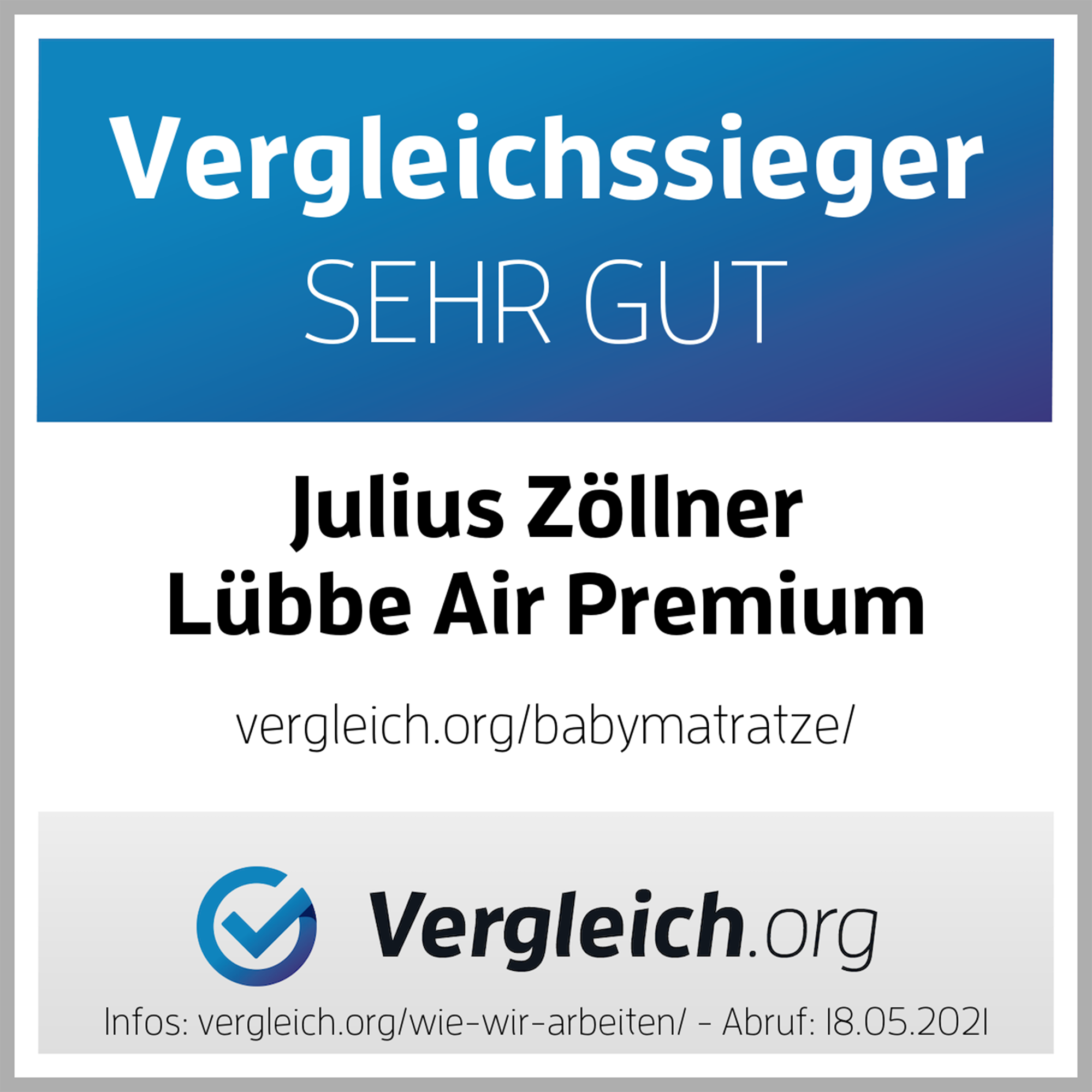 Julius Zöllner Babymatratze »Dr. Lübbe Air Premium, Matratze 60x120, 70x140 cm«, 10 cm hoch, (1 St.), Matratze für Babys & Kleinkinder, H1, atmungsaktiv