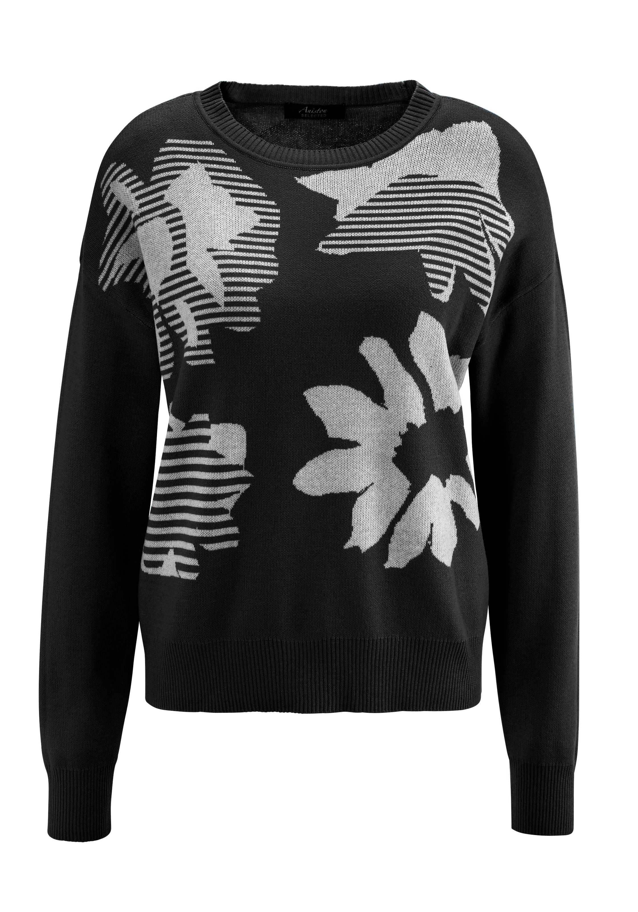 Aniston SELECTED Strickpullover, mit trendiger und großflächiger Jacquardmusterung