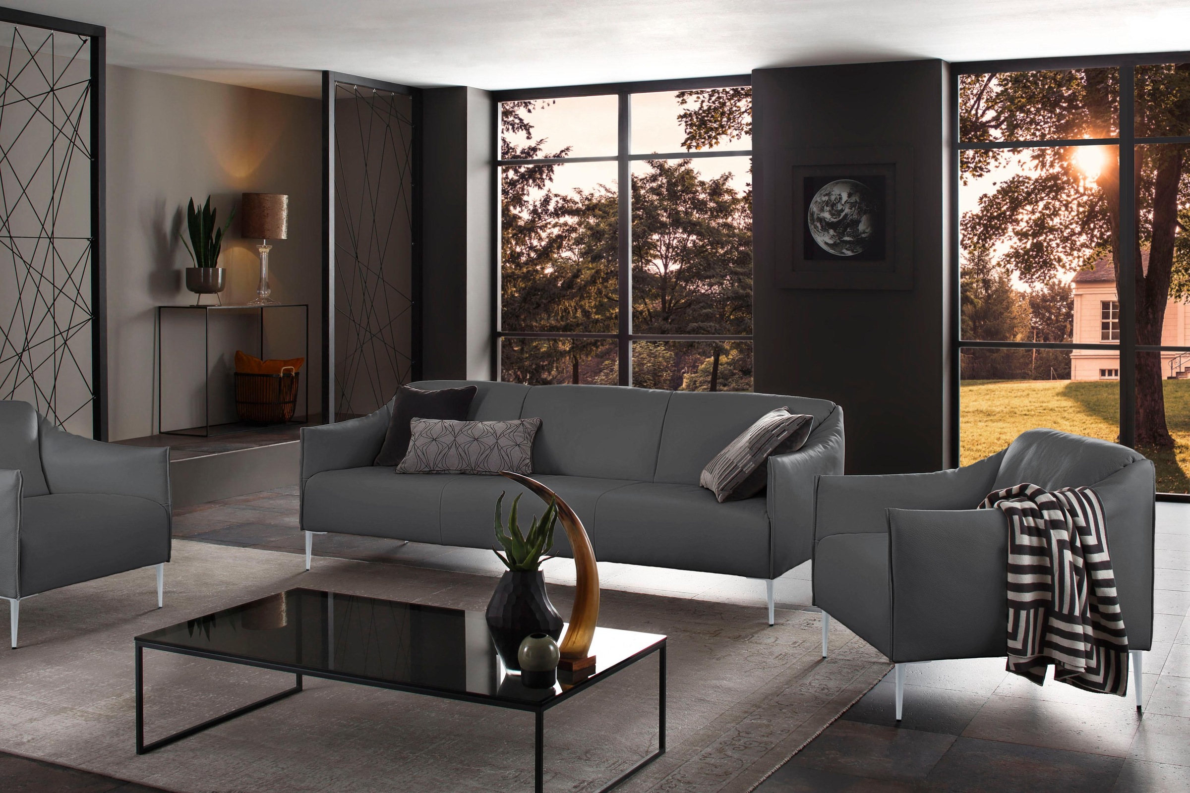 W.SCHILLIG 3-Sitzer »sally«, mit Metallfüßen in Silber matt, Breite 224 cm