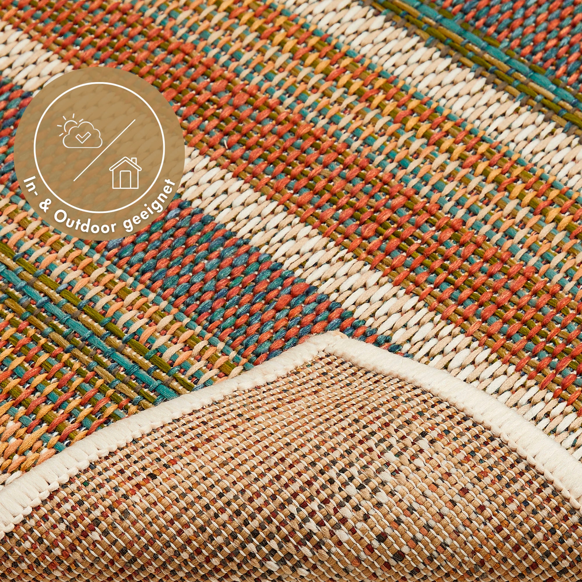 Andiamo Teppich »Sedona Streifen«, rechteckig, 6 mm Höhe, Flachgewebe, gestreift, In- und Outdoor geeignet