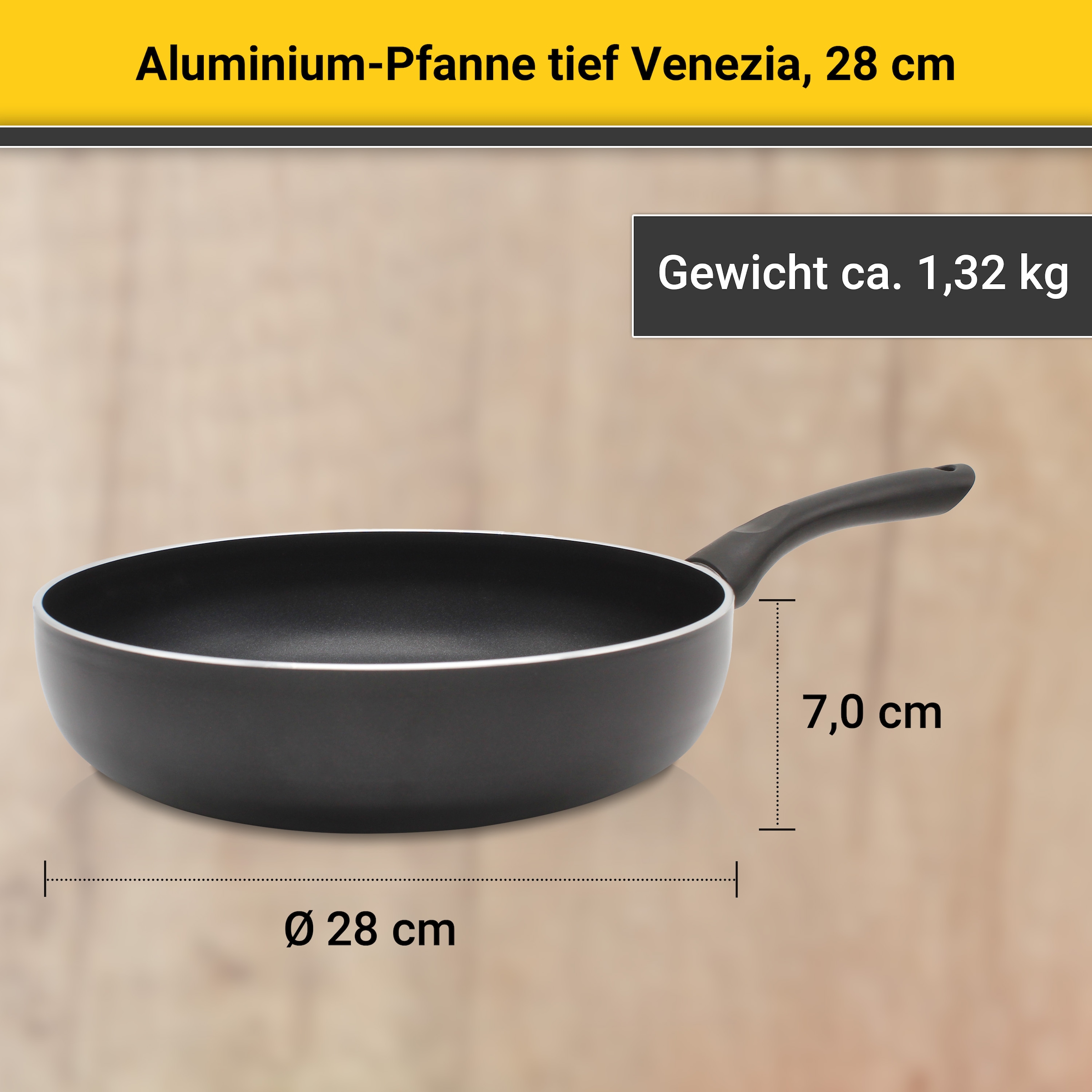 Krüger Bratpfanne »Aluminium Pfanne tief Venezia, 28 cm« Aluminium 1 Stk. tlg. für Induktions-Kochfelder geeignet