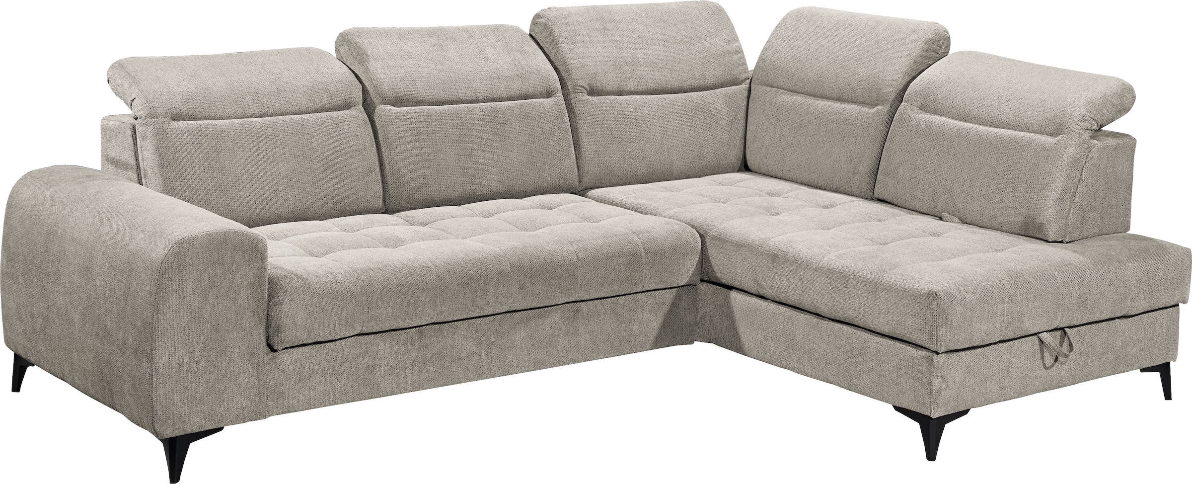 ED EXCITING DESIGN Ecksofa »Rockdale L-Form mit Bettfunktion, Bettkasten« Kopfteilverstellung, Sitztiefenverstellung & USB-Port