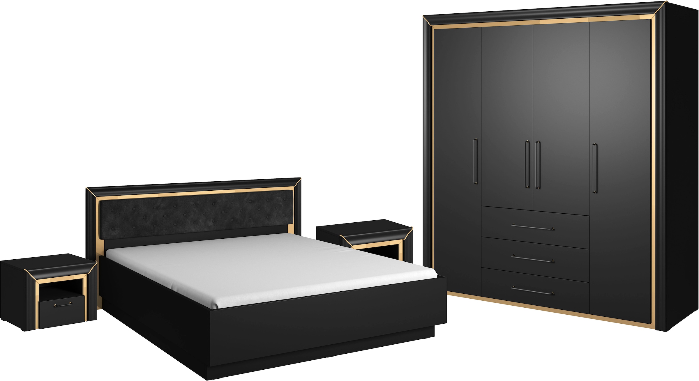 Leonique Schlafzimmer-Set mit »Arno«, bequem bestellen Spiegelfolie silber-oder goldfarbener (4 St.)
