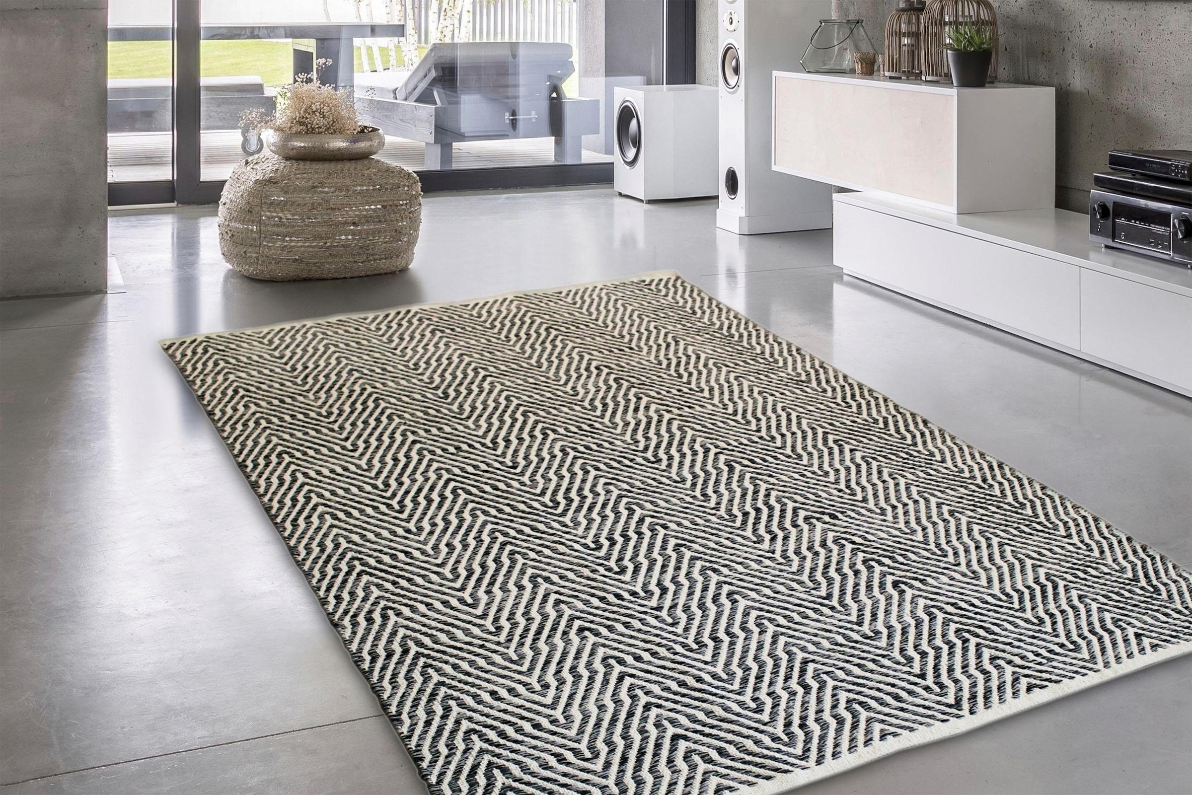 calo-deluxe Teppich »Luba 433« rechteckig 7 mm Höhe reine Baumwolle, handgewebt, Wohnzimmer, Kinderzimmer