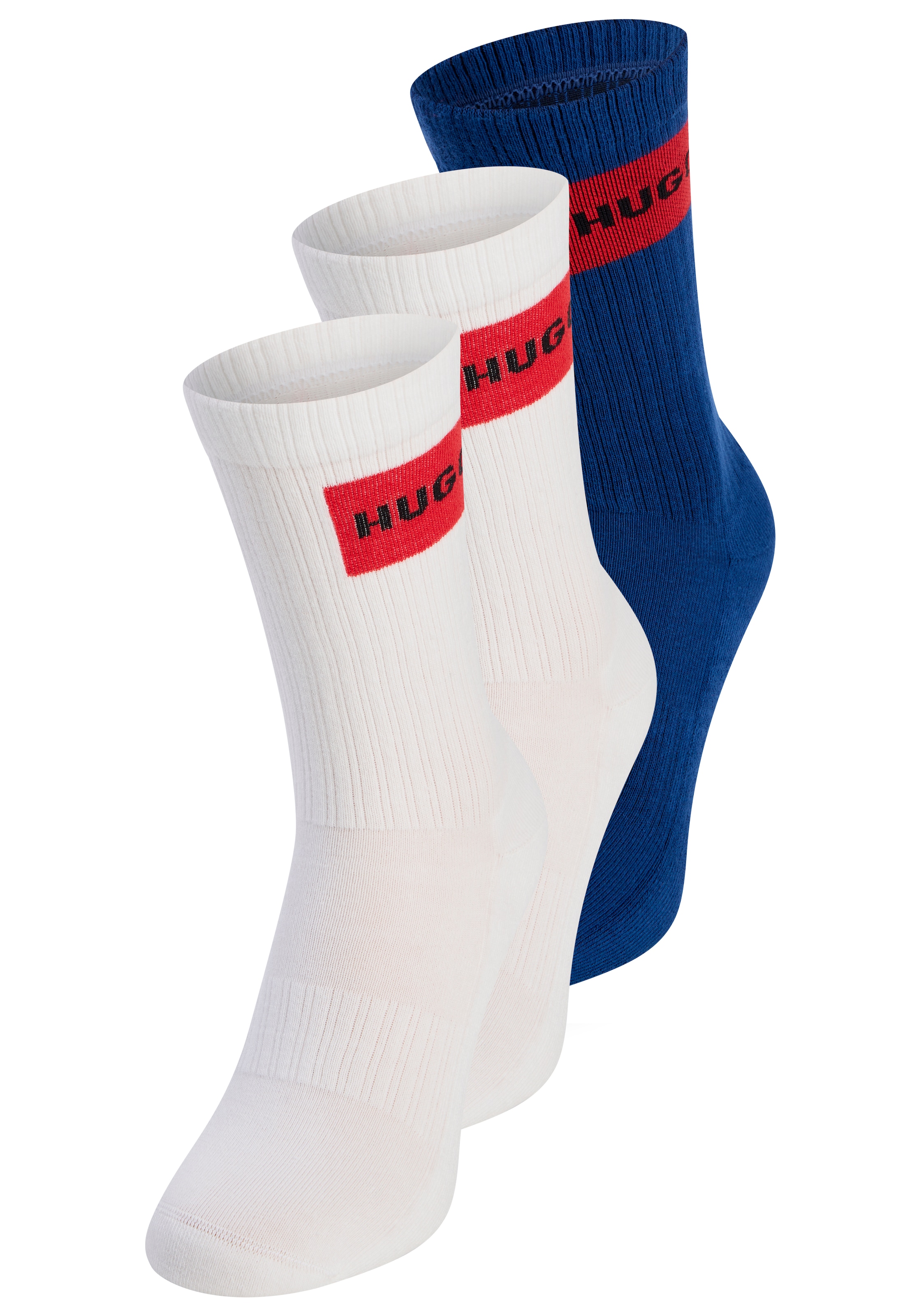 HUGO Underwear Freizeitsocken »3P QS RIB LABEL« Packung, 3er, 3 Paar tlg. mit kontrastfarbenen HUGO Logo