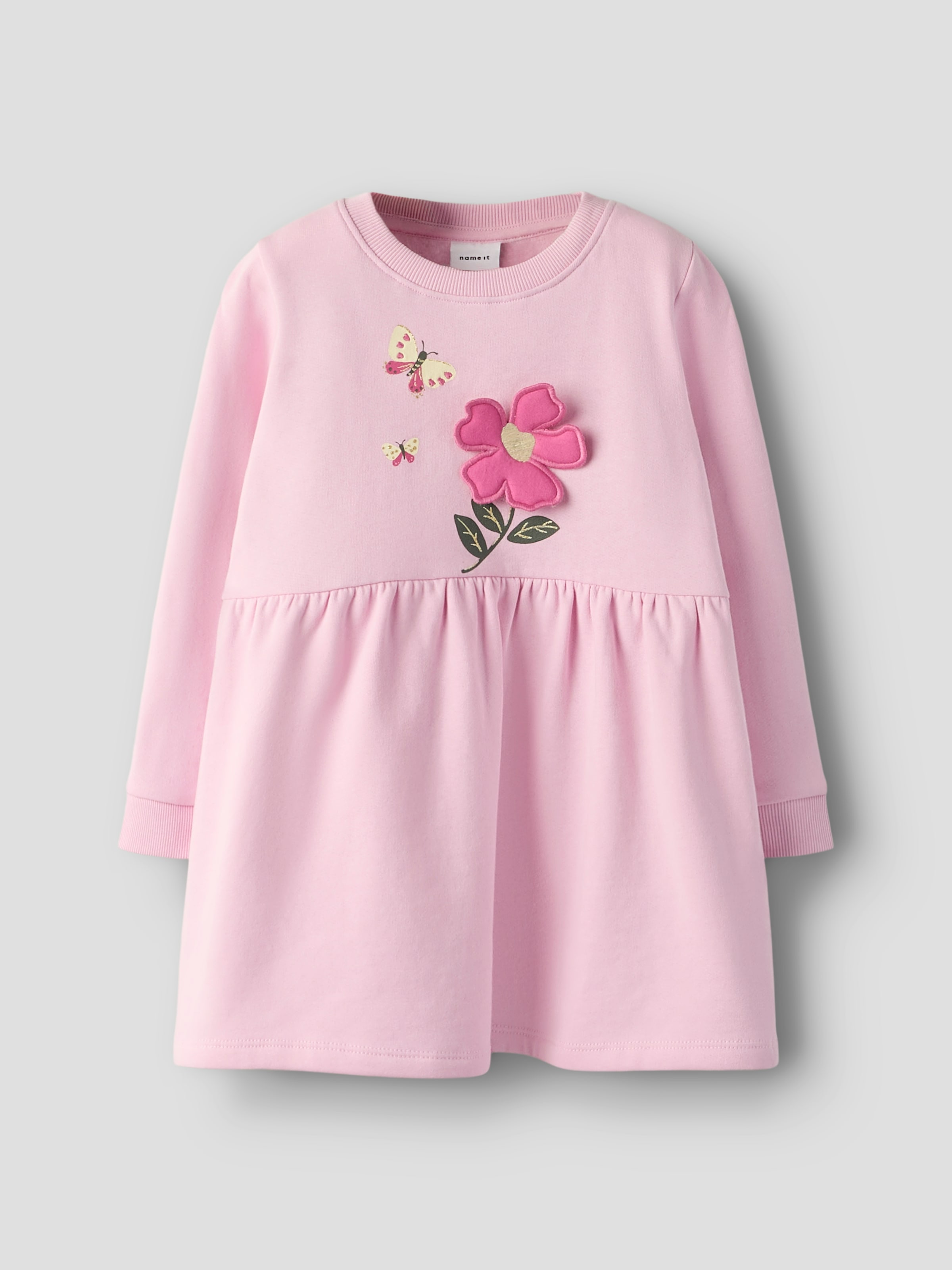 Name It Sweatkleid »NMFDRIVA LS SWEAT DRESS UNB« mit hochwertigem Frontmotiv in 3D-Optik