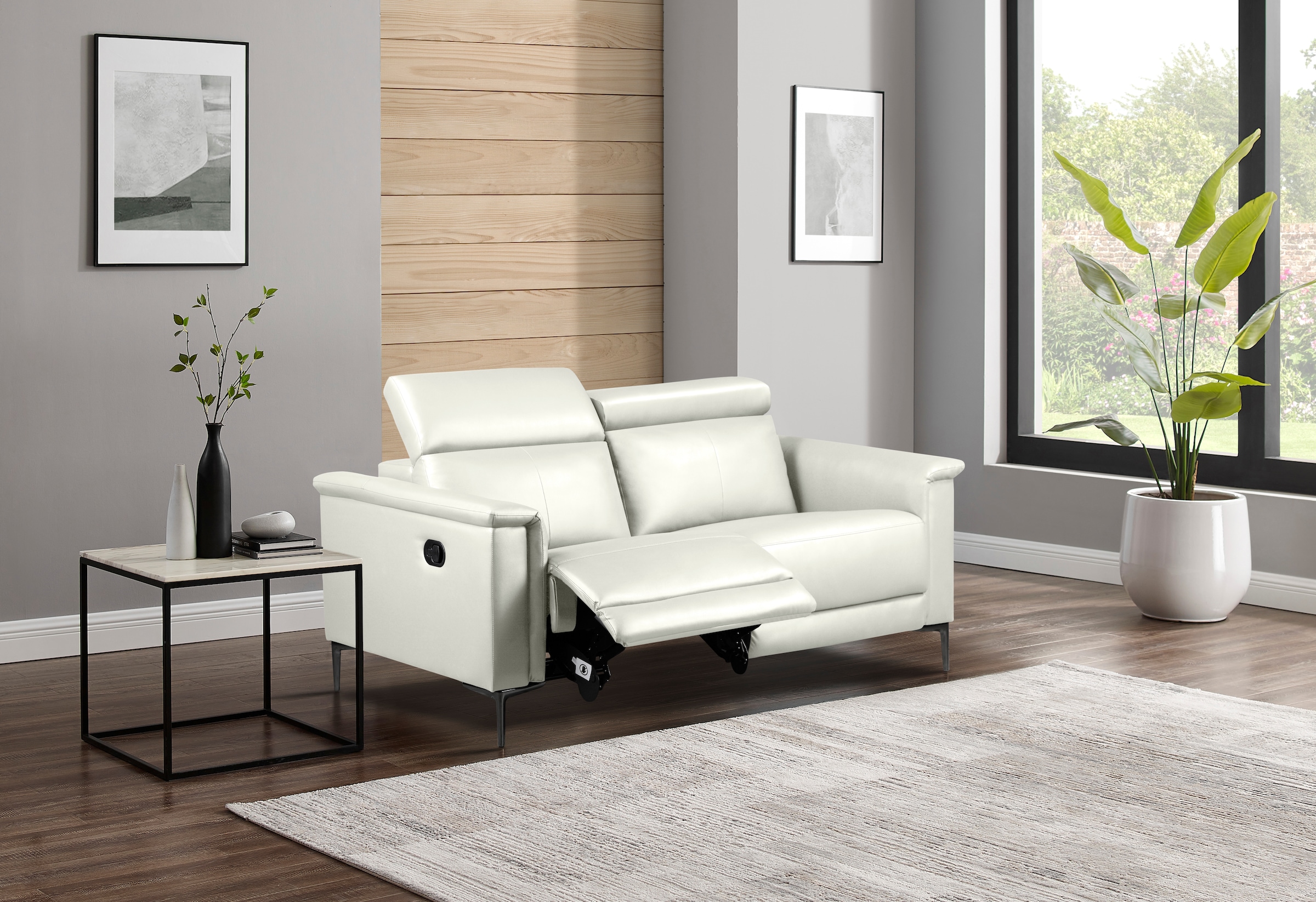 OTTO home 2-Sitzer »LUND Lederoptik, 160 cm, mit Relaxfunktion und Kopfteilverstellung« manuell od. elektrisch (m.USB-A), Federkern und Kopfteilverstellung