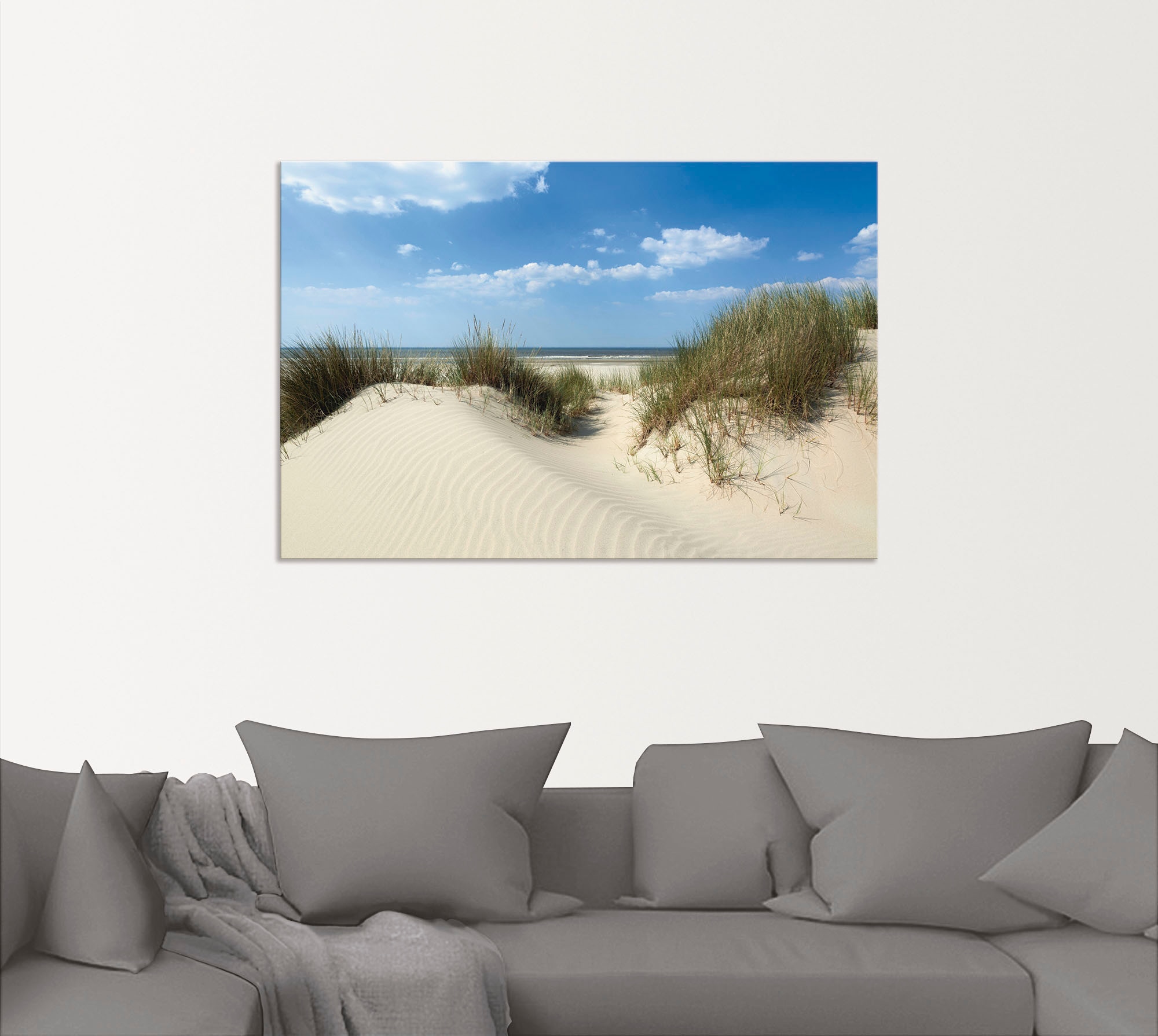 Artland Alu-Dibond-Druck »Düne mit Meeresblick« Strand 1 Stk. tlg. für Innen- und Außenbereich geeignet, Outdoorbild