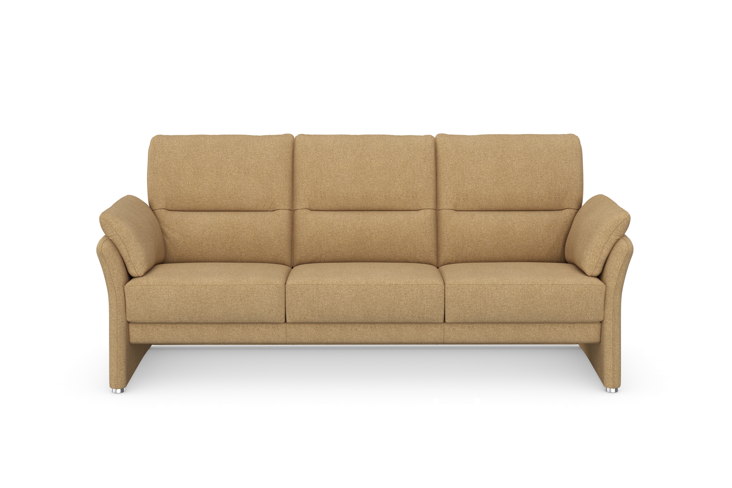 DOMO collection 3-Sitzer »Pina, schmale Armlehnen, mit Federkern, kompakt & elegant«, Hoher Sitzkomfort, Feinstruktur, beige, Breite 219 cm