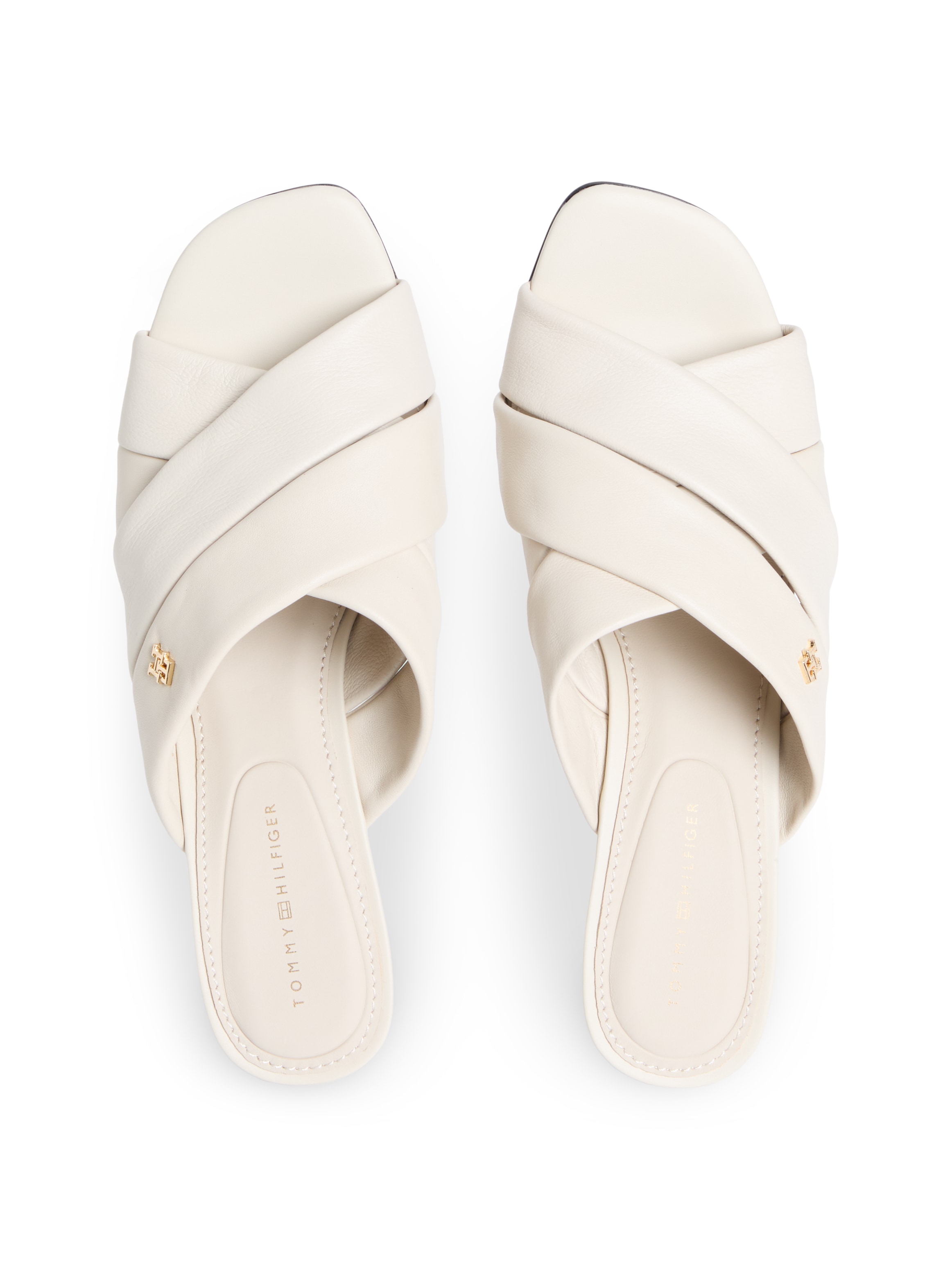 Tommy Hilfiger Pantolette »ELEVATED MID HEEL MULE LTH«  Sommerschuh, Schlupfschuh mit Trichterabsatz und weicher Bandage