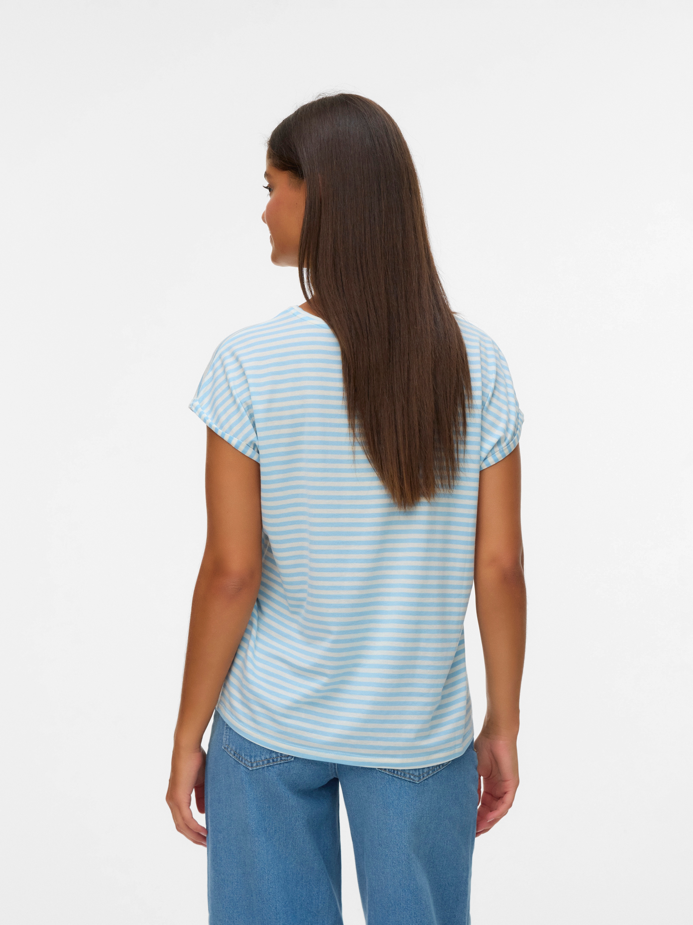 Vero Moda Rundhalsshirt »VMAVA PLAIN SS TOP STRIPE GA JRS NOOS«