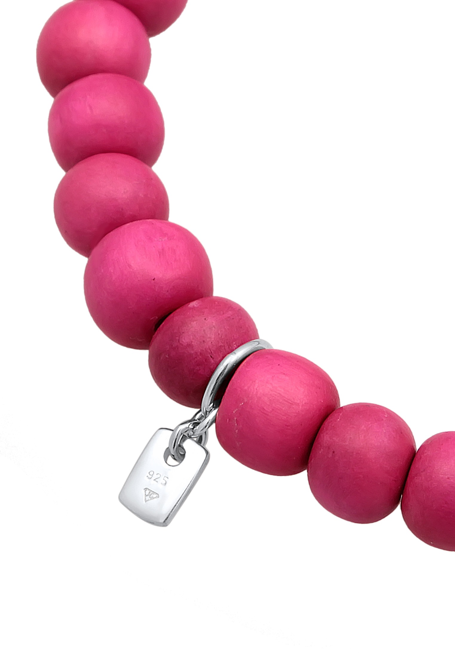 Kuzzoi Armkette »Armband Holz Perlen Rosa Bead 925 Silber«