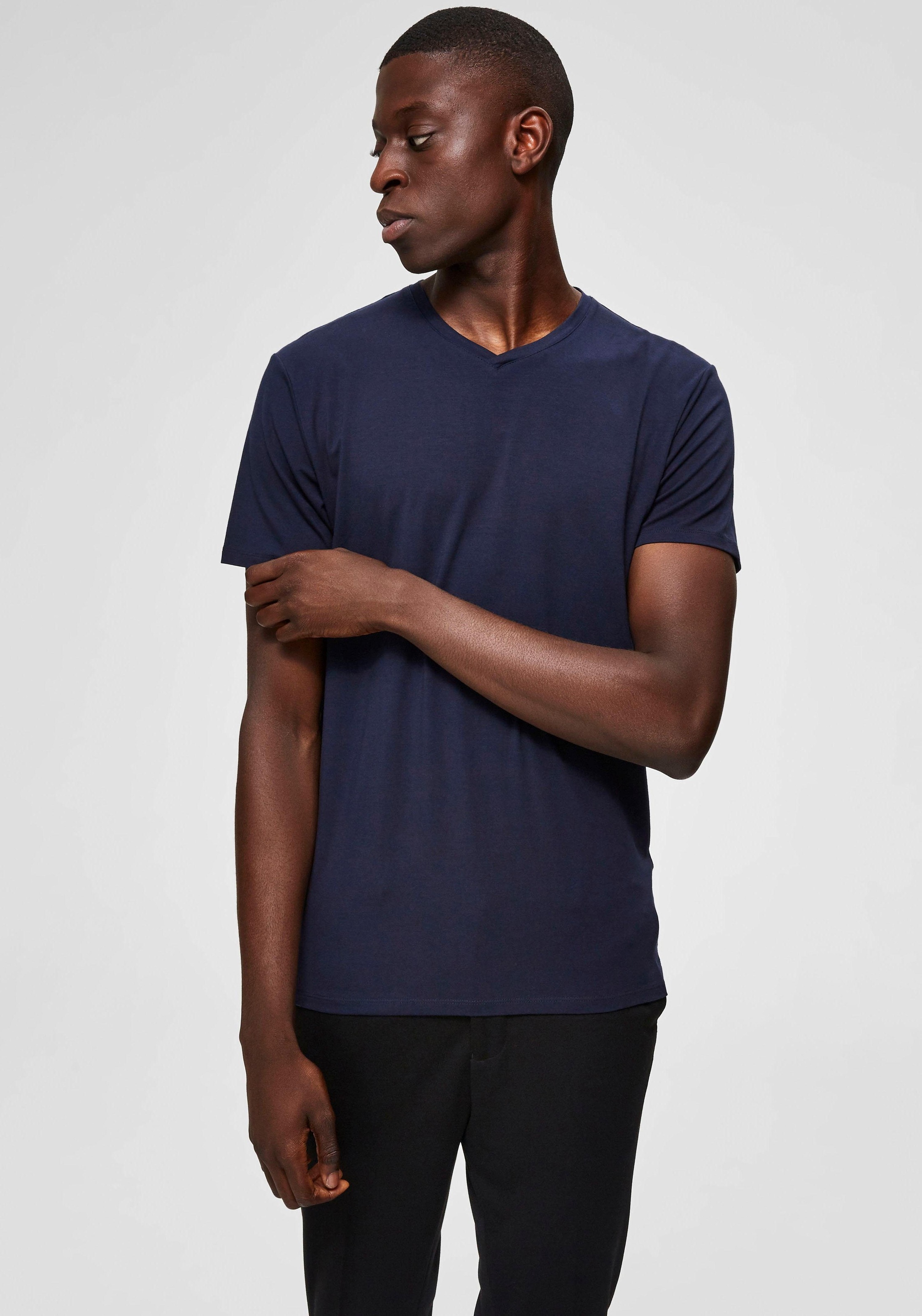 SELECTED HOMME V-Shirt »SLHNEWPIMA SS V-NECK TEE B NOOS«