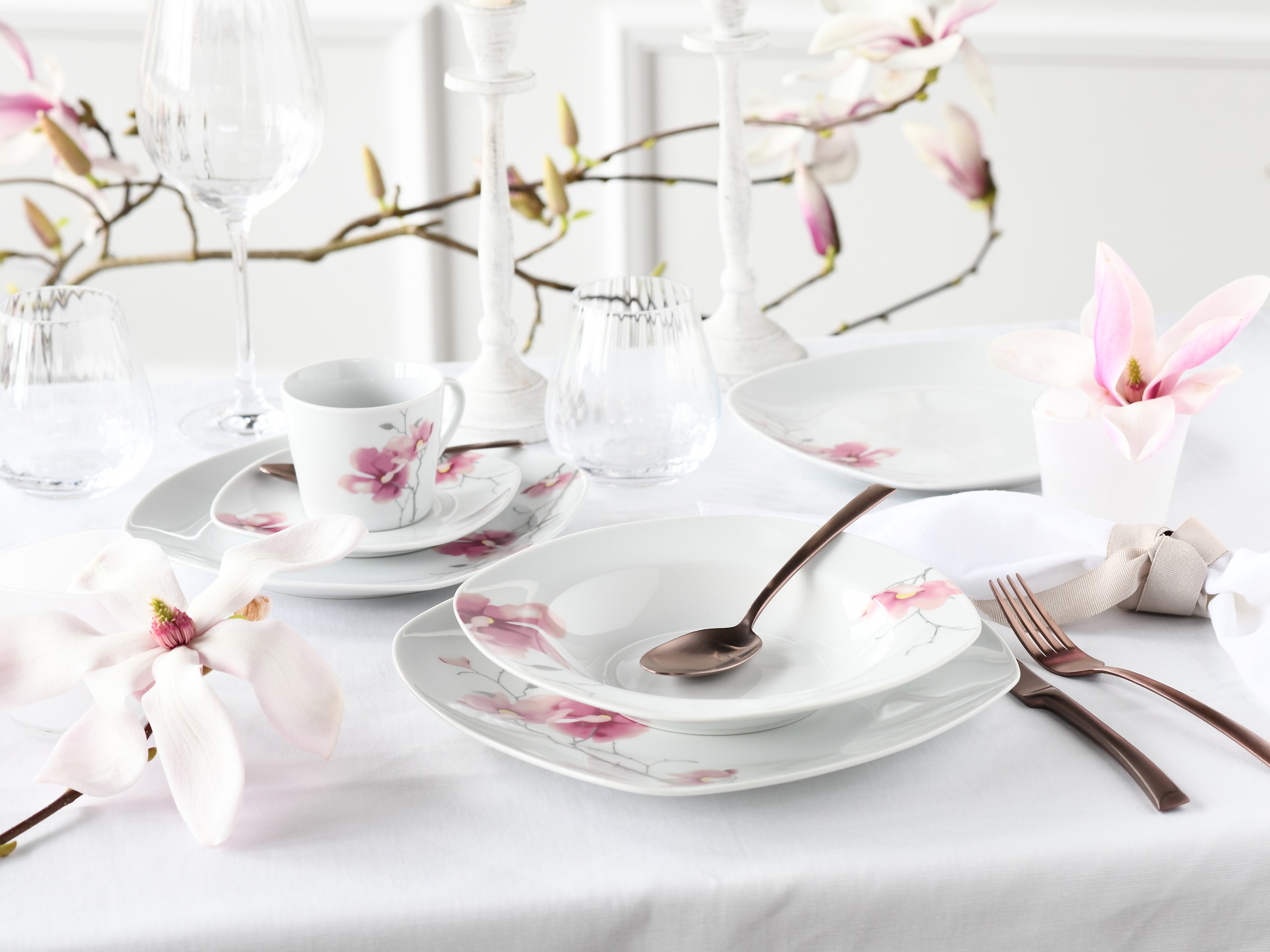 CreaTable Kombiservice »Amelie Aiko, Kombi-Service 30-tlg« Blumendekor