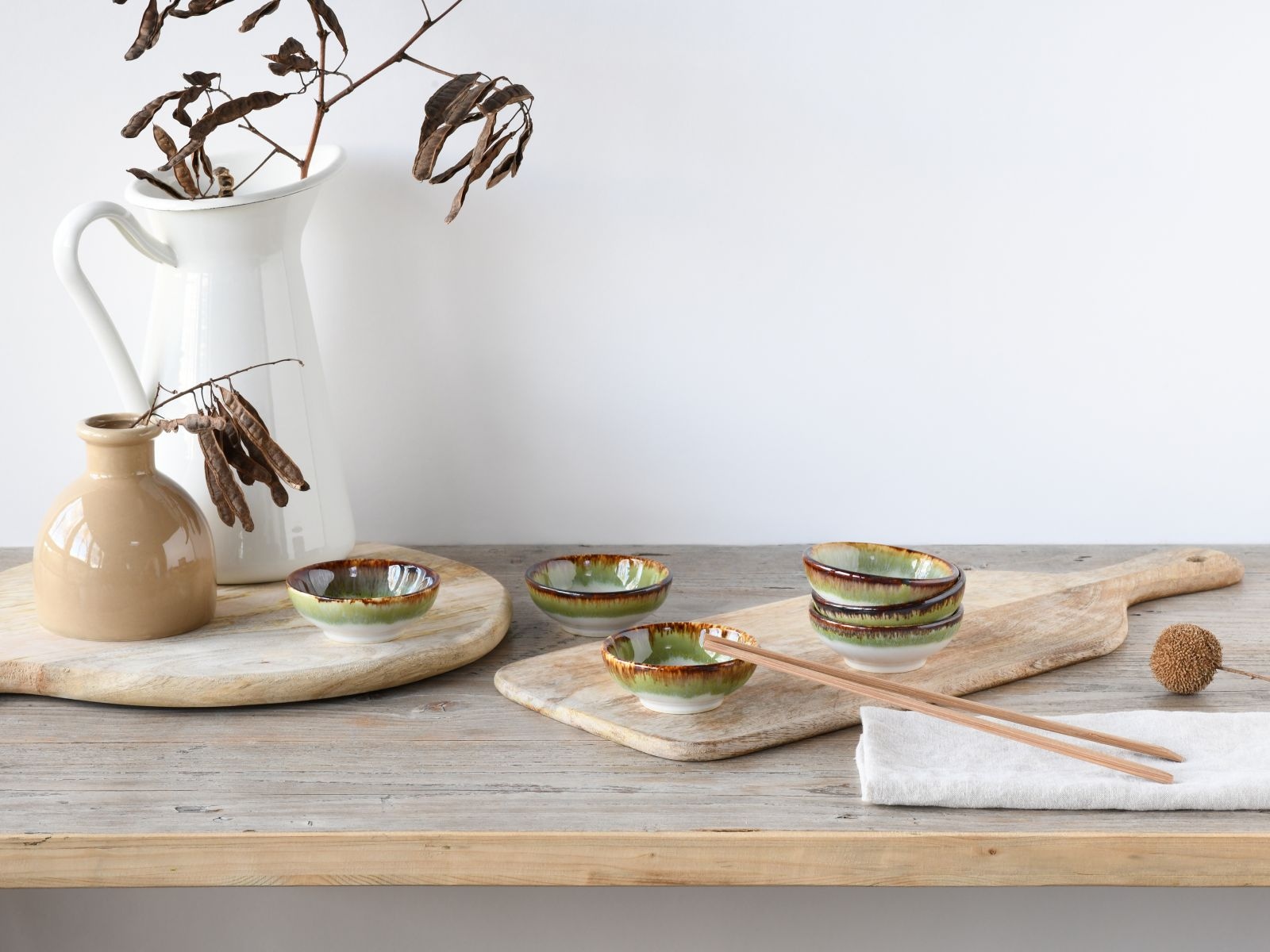 CreaTable Schale »Cascade, Sojaschale, Ø 8 cm, 6-tlg« 6 Stk. aus Steinzeug Rekativglasur, Healthy Food