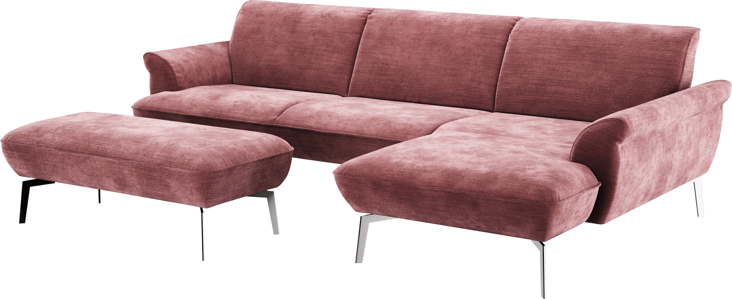 himolla Ecksofa »himolla 9900«, (mit Hocker), Recamiere rechts o. links, Füße Aluminium, mit Hocker