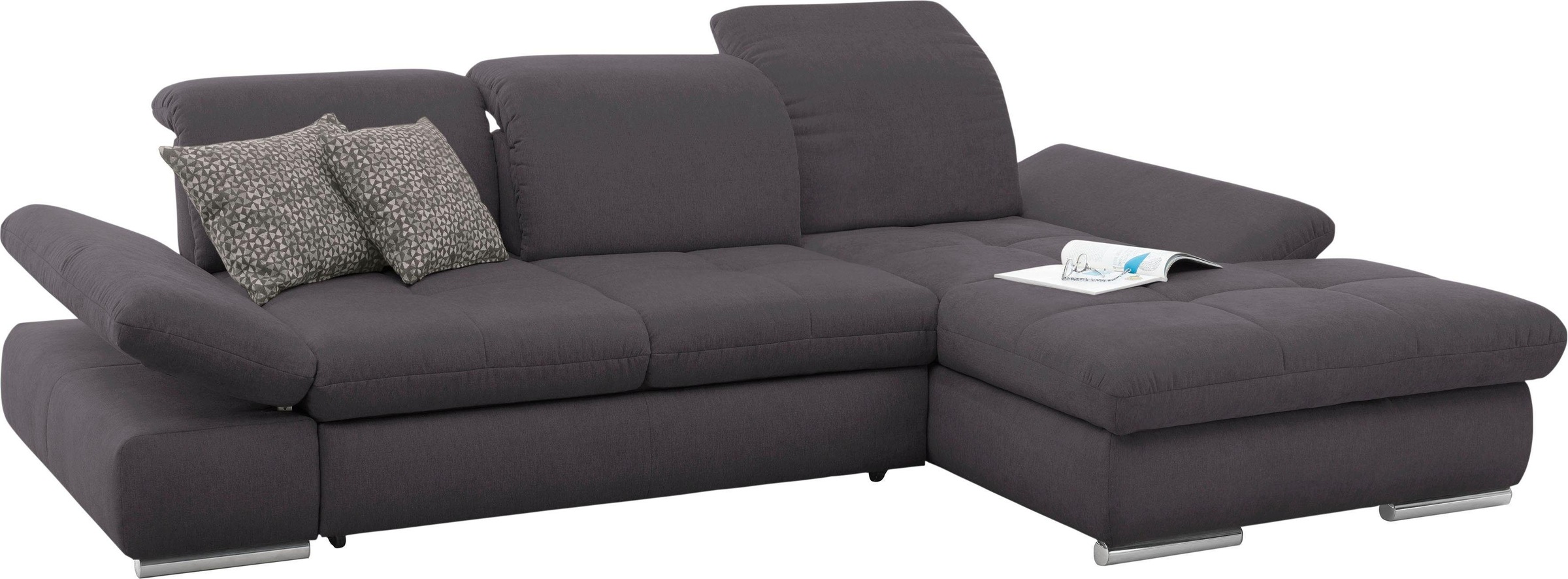 set one by Musterring Ecksofa »SO4100 V«, mit verstellbaren Kopfteilen, wahlweise mit Funktionen, Cord-Bezug