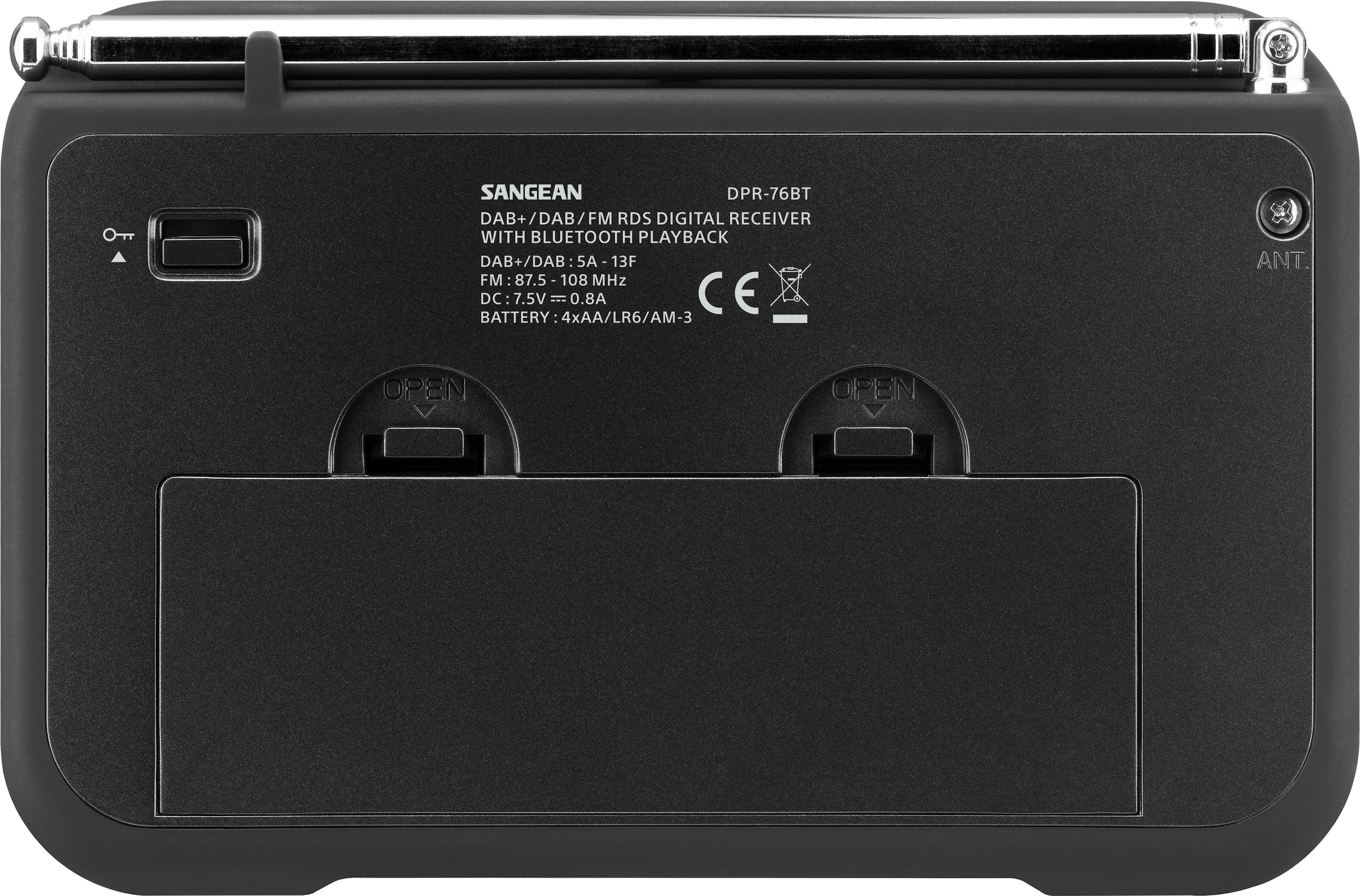 Sangean Digitalradio (DAB+) »SANGEAN DPR-76BT«, (Bluetooth FM-Tuner mit RDS-Digitalradio (DAB+)