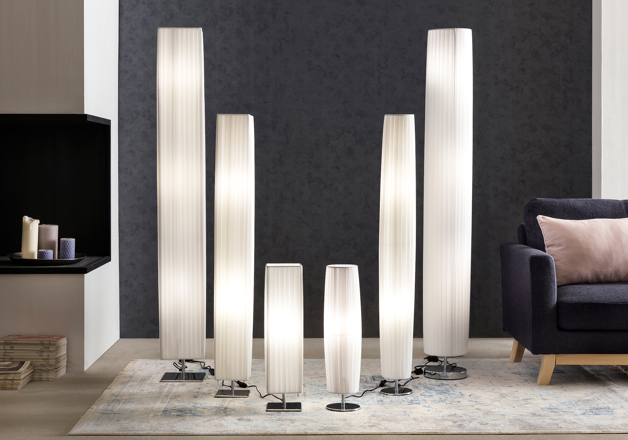 SalesFever Stehlampe »Oliver«, 2 flammig-flammig, verchromtes Metall Jahren online XXL mit kaufen 3 Lampenschirm, Garantie | Plissee