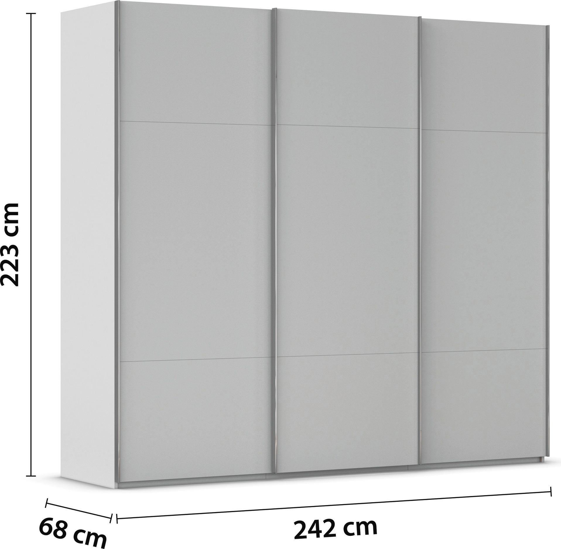 rauch Schwebetürenschrank »Kleiderschrank Schrank Garderobe Schlafzimmerschrank CONTIDO«, (in 3 verschiedenen Ausstattungen BASIC/CLASSIC/PREMIUM), aus hochwertigem Material in 6 Breiten 2 Griff-Farben MADE IN GERMANY