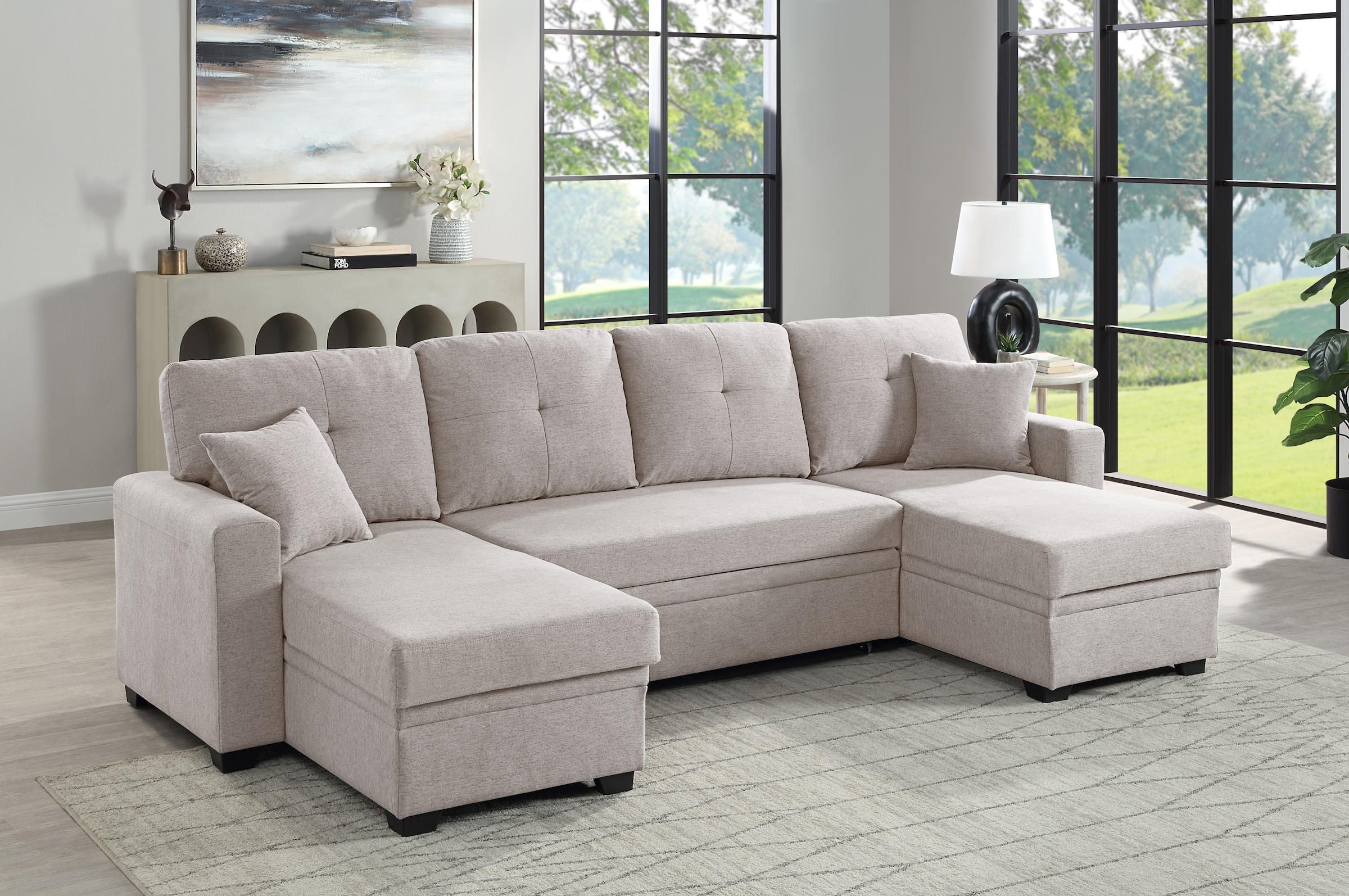 ATLANTIC home collection Wohnlandschaft »Gerrit U-Form«, Wohnlandschaft, Recamieren mit Bettkasten, Bettfunktion