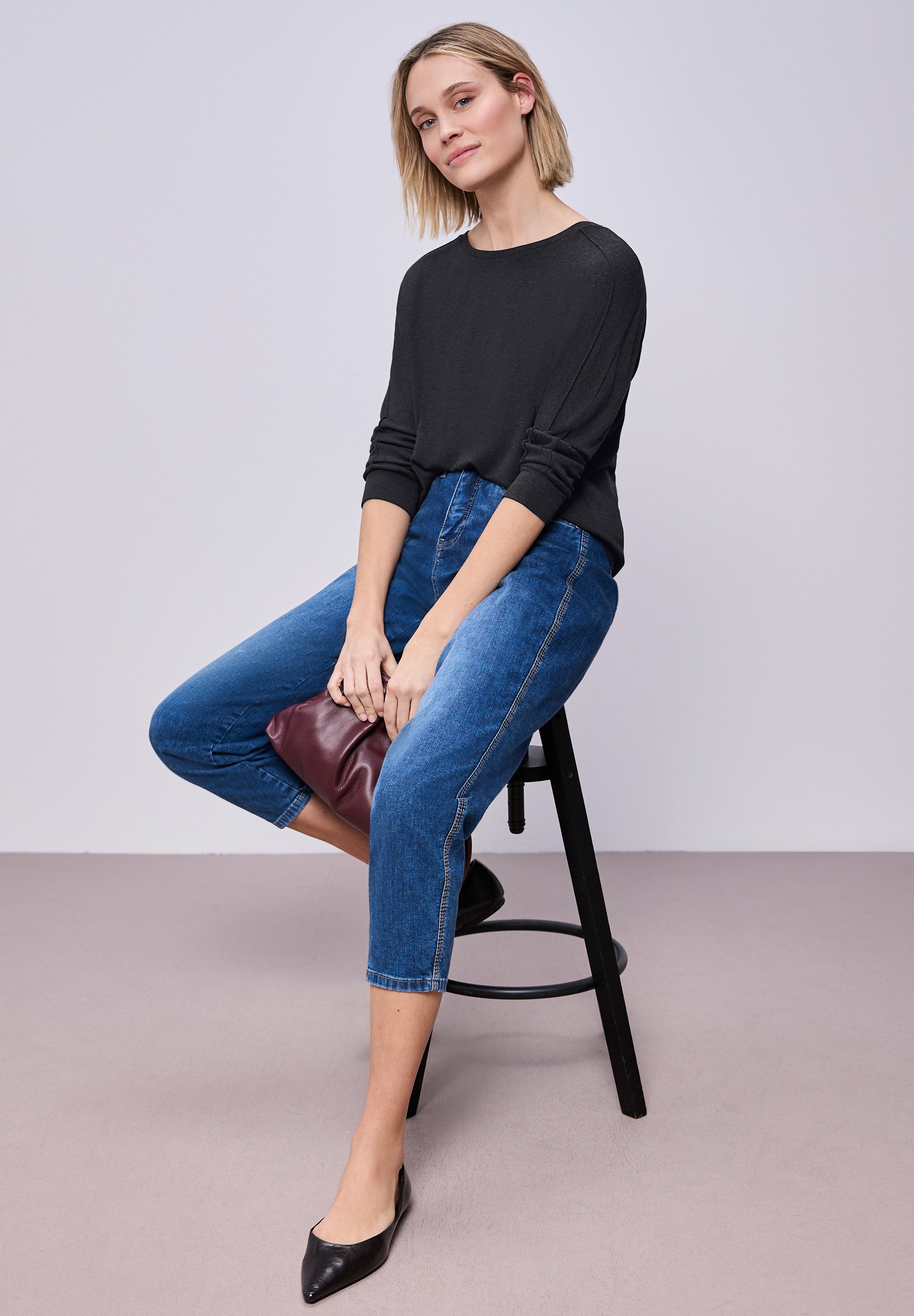 STREET ONE 3/4-Arm-Shirt im Melange-Look