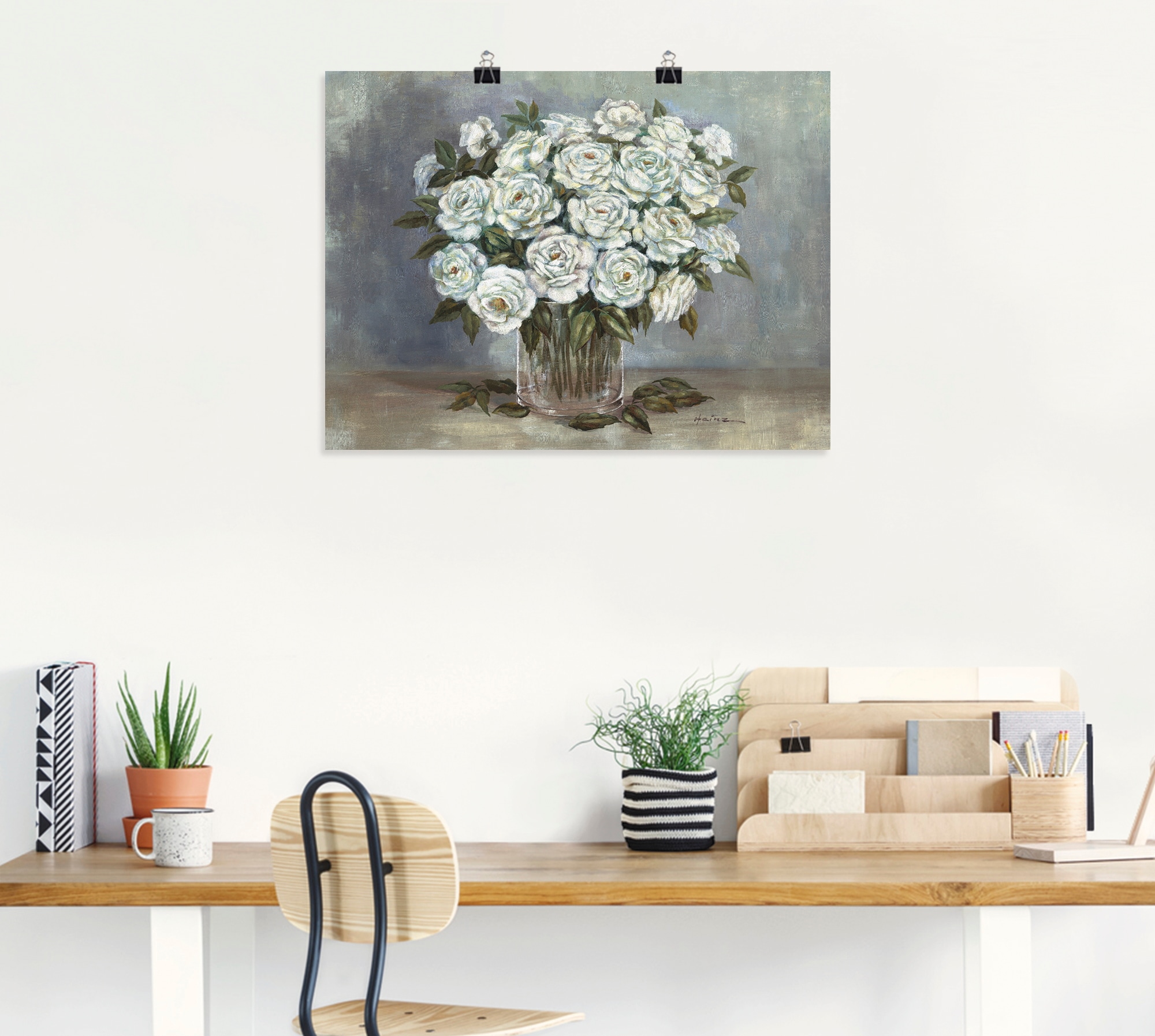 Artland Wandbild »Weiße Rosen«, Blumen, (1 St.), als Leinwandbild, Poster in verschied. Größen